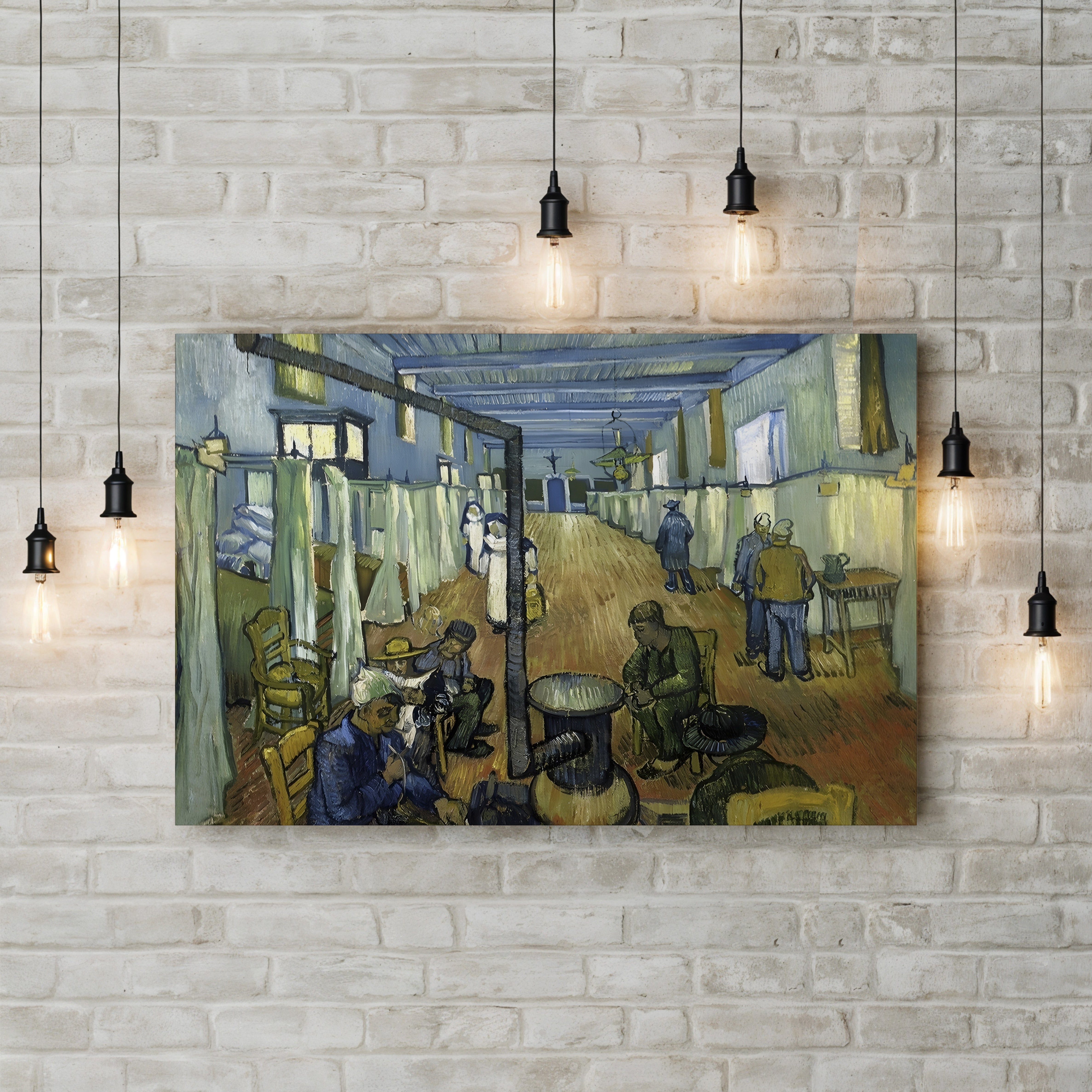 The Ward in the Hospital at Arles, 1889 – Vincent van Gogh Wall Art | Post-Impressionist Interior Canvas Print