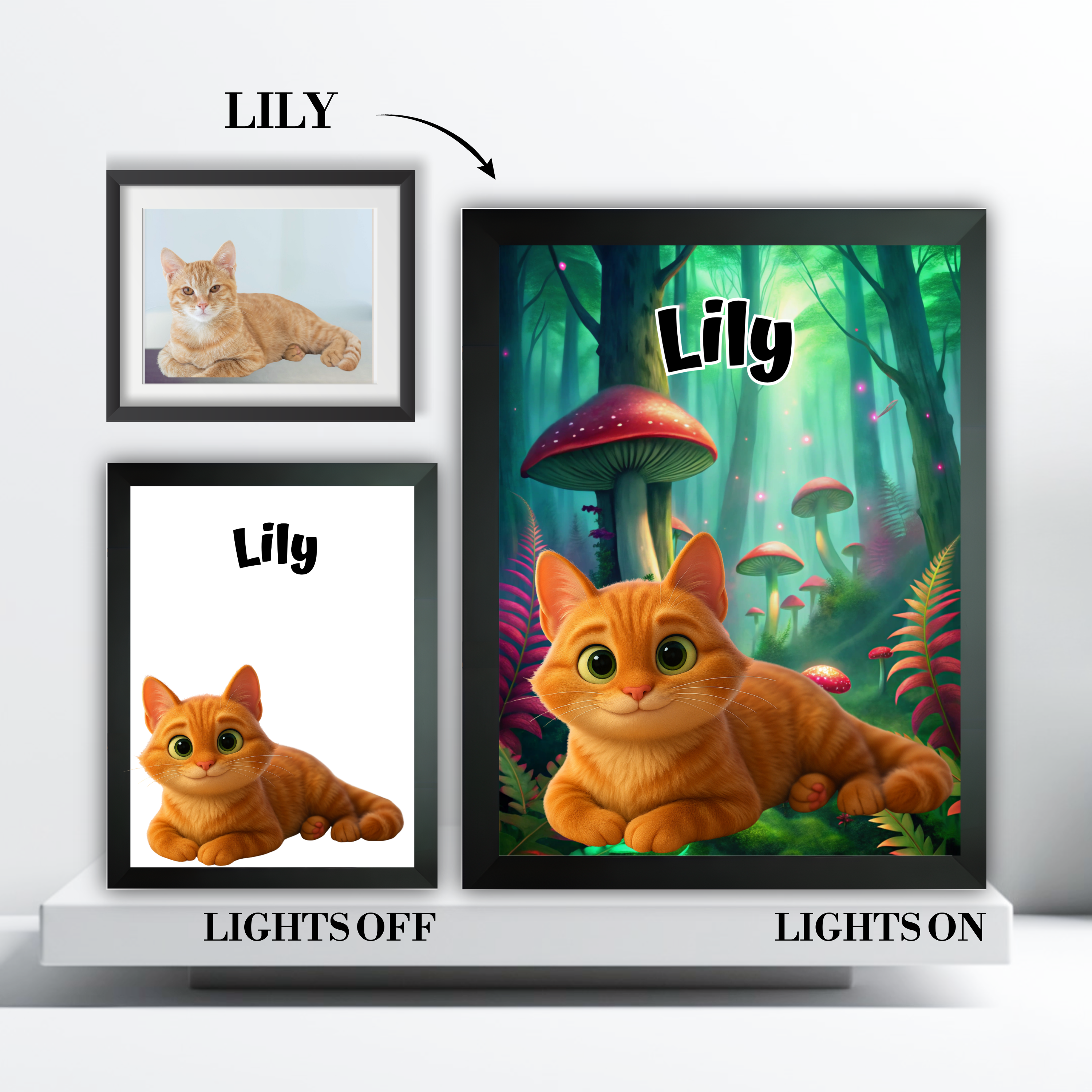 Custom cartoon pet portrait LED light box, a personalized gift for pet lovers