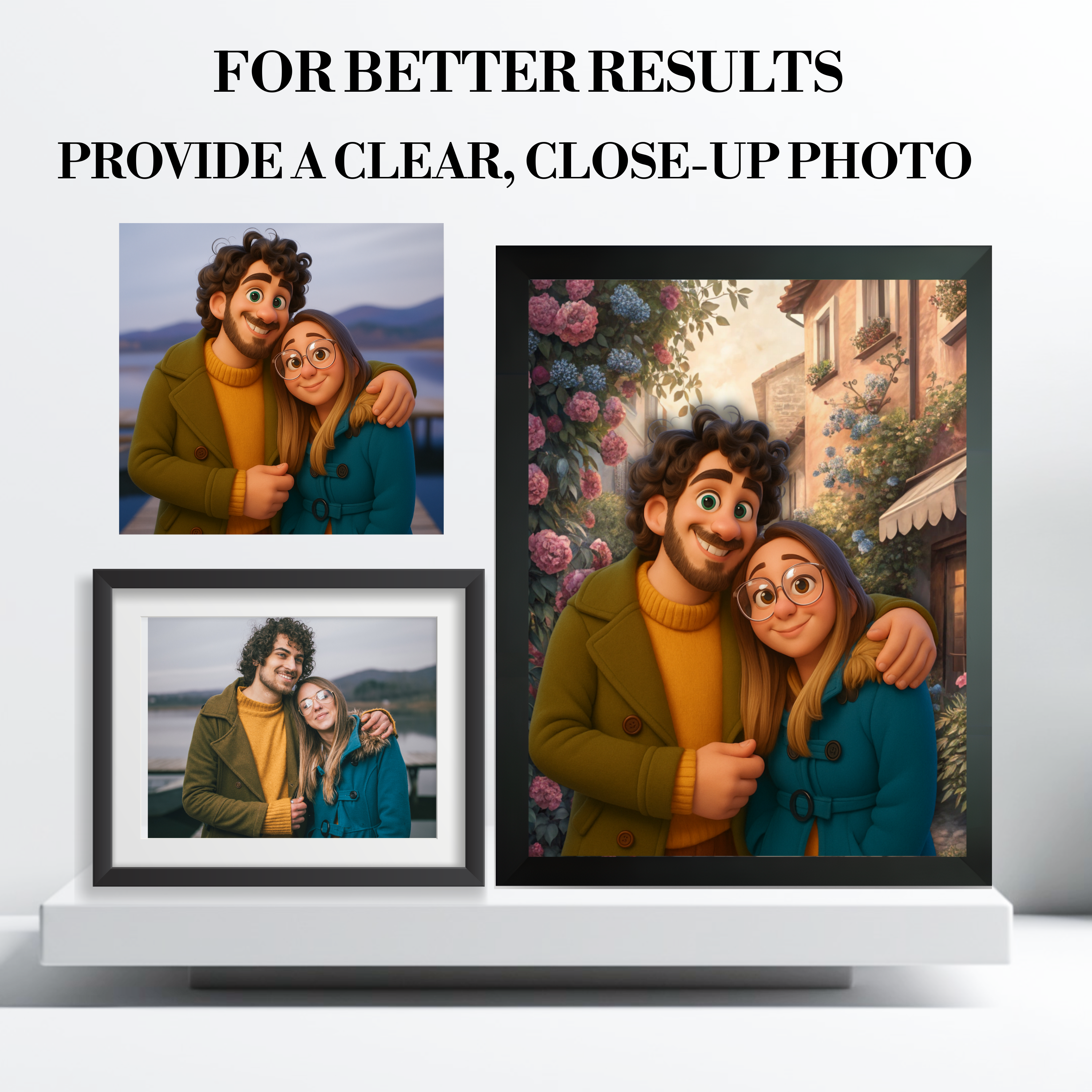 Personalized cartoon portrait of loved ones in an LED light box