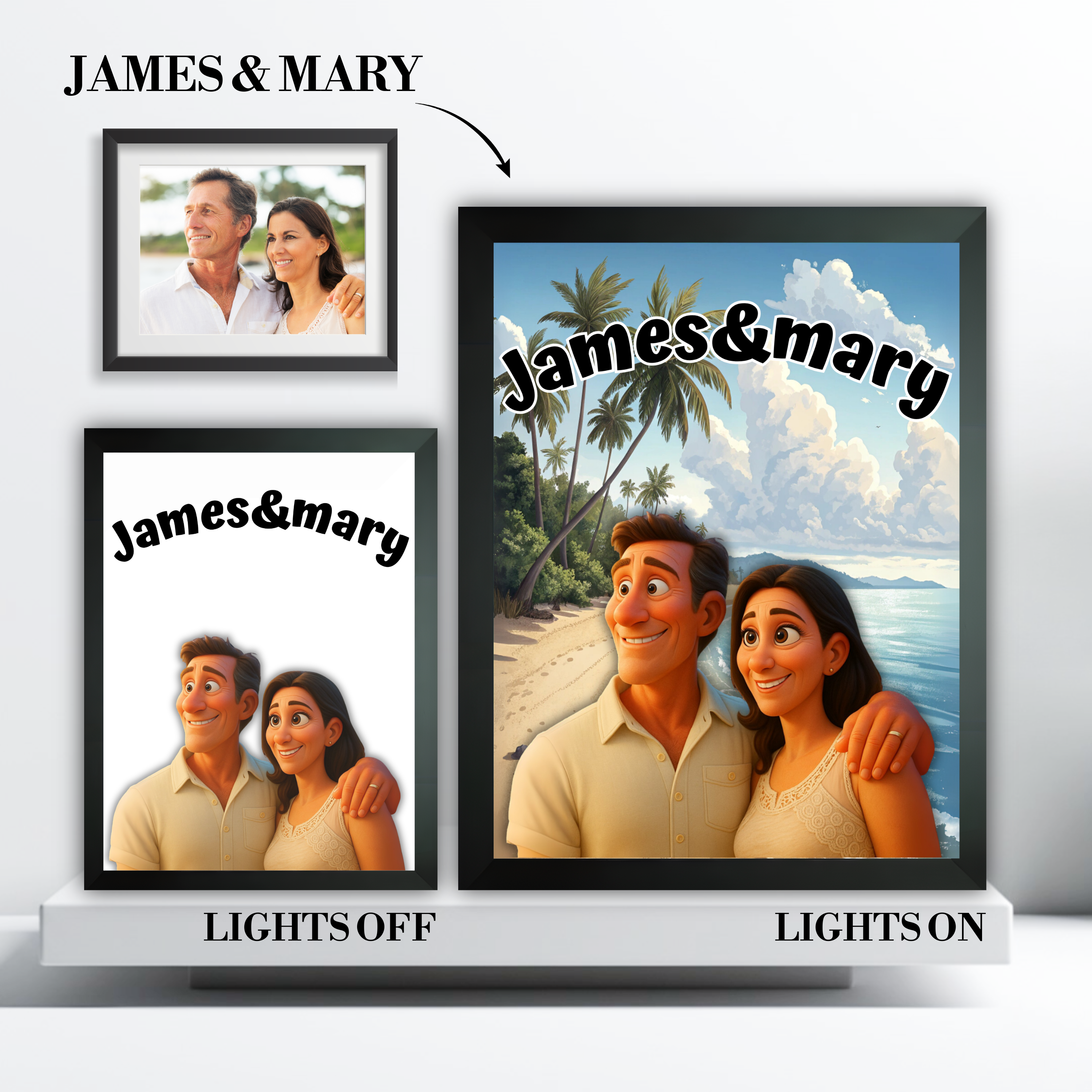 Custom cartoon portrait LED light box, a personalized gift idea
