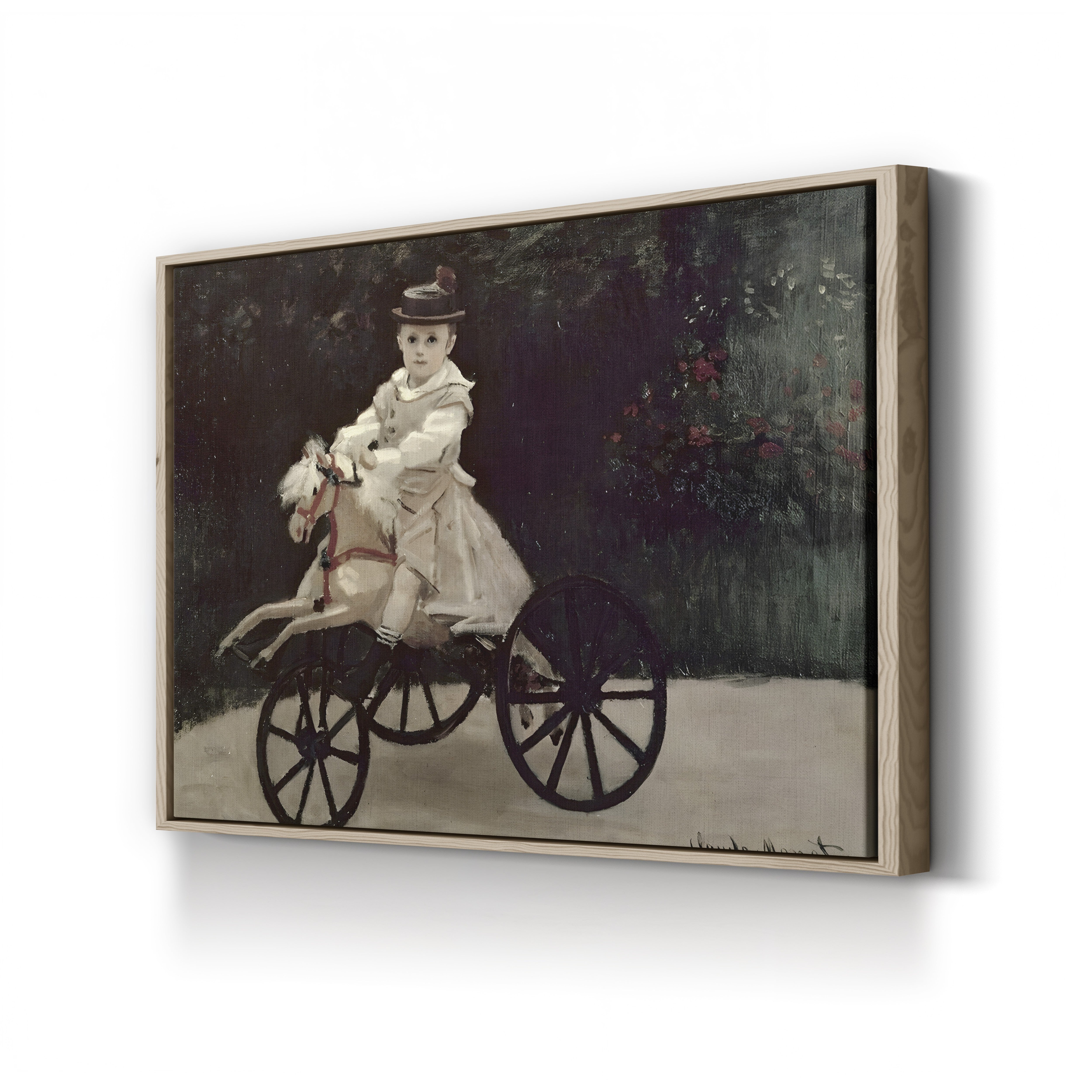 Jean Monet on His Hobby Horse, 1872 – Claude Monet Wall Art | Impressionist Childhood Scene Canvas Print