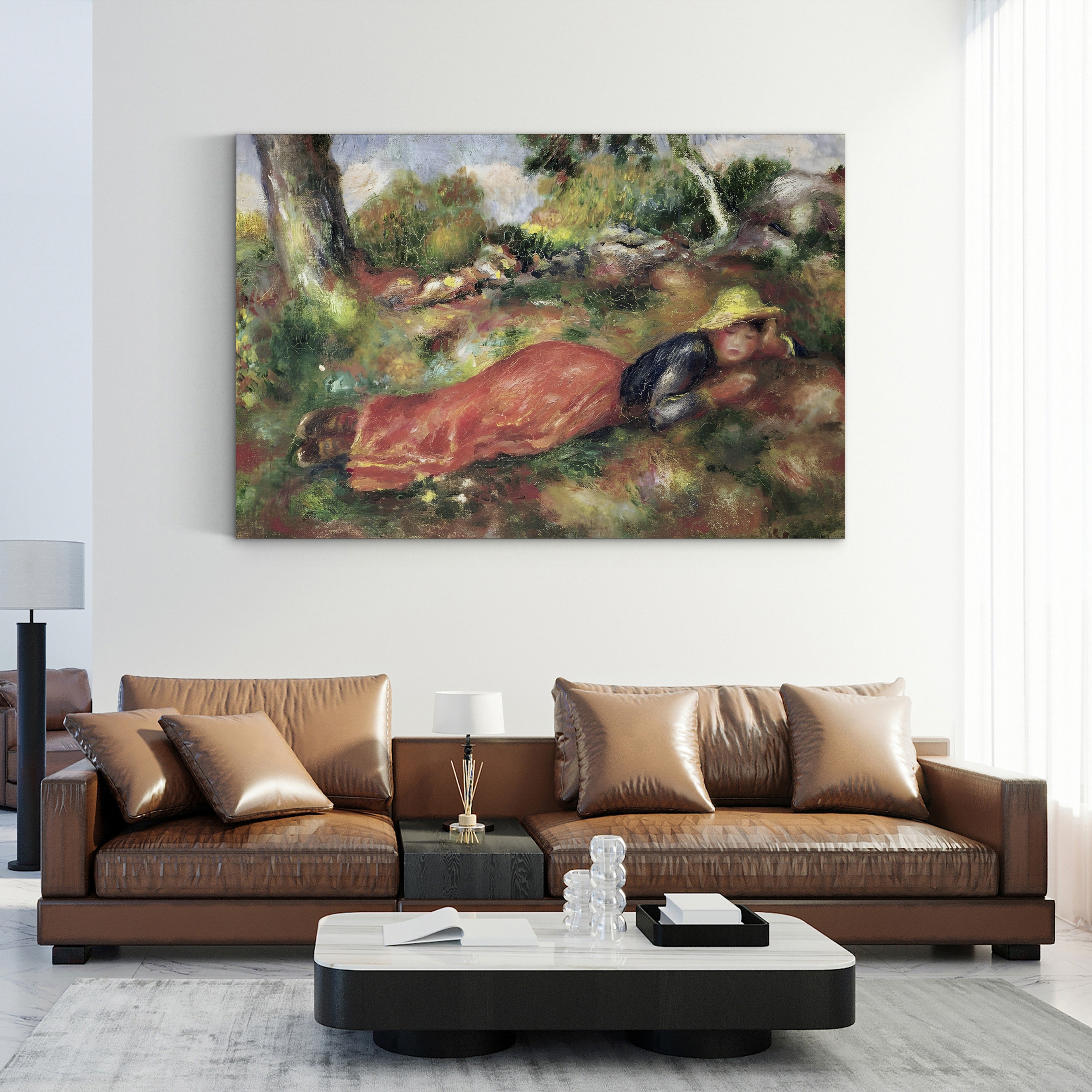 Young Girl Sleeping on the Grass – Pierre-Auguste Renoir Wall Art | Impressionist Figure Canvas Print