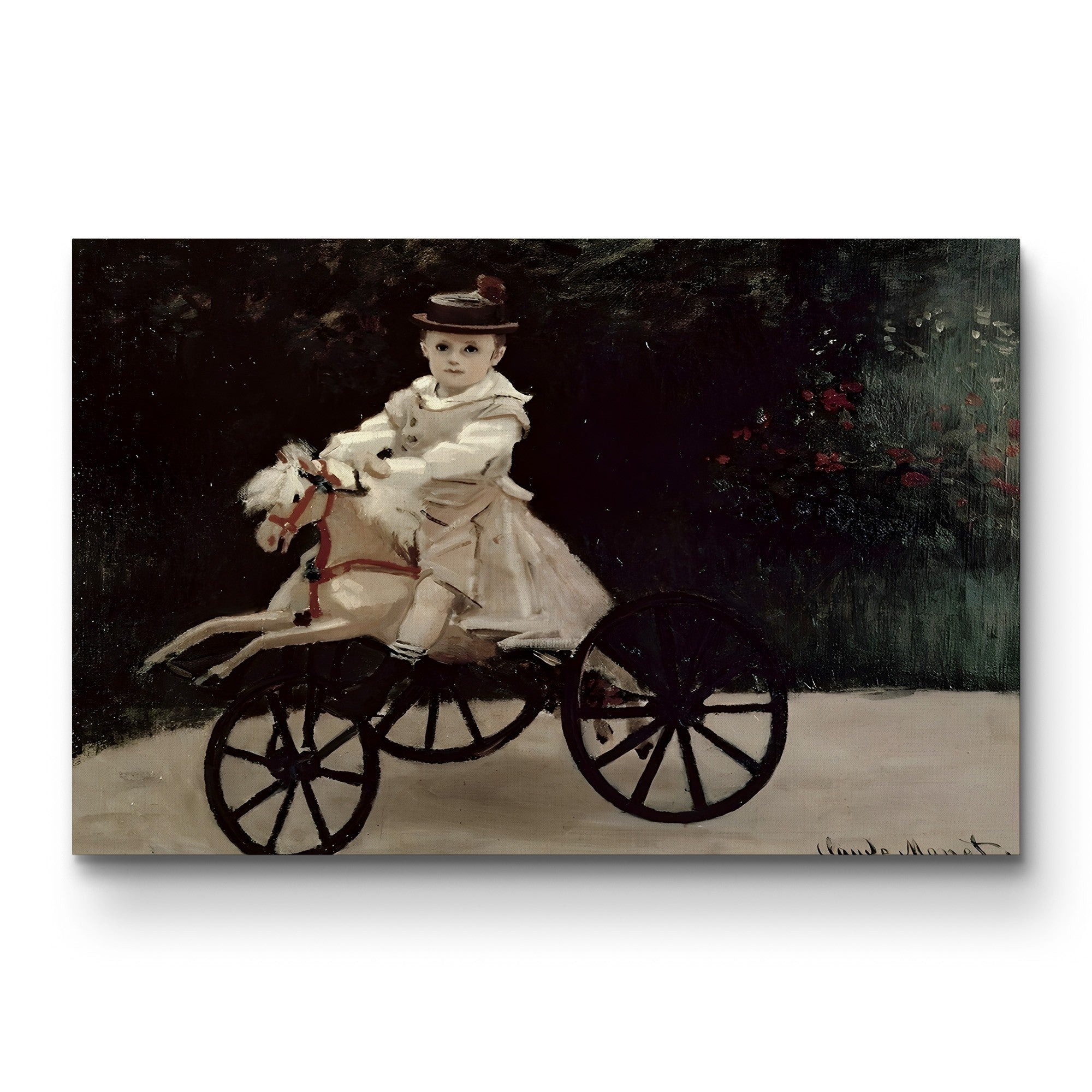 Jean Monet on His Hobby Horse, 1872 – Claude Monet Wall Art | Impressionist Childhood Scene Canvas Print