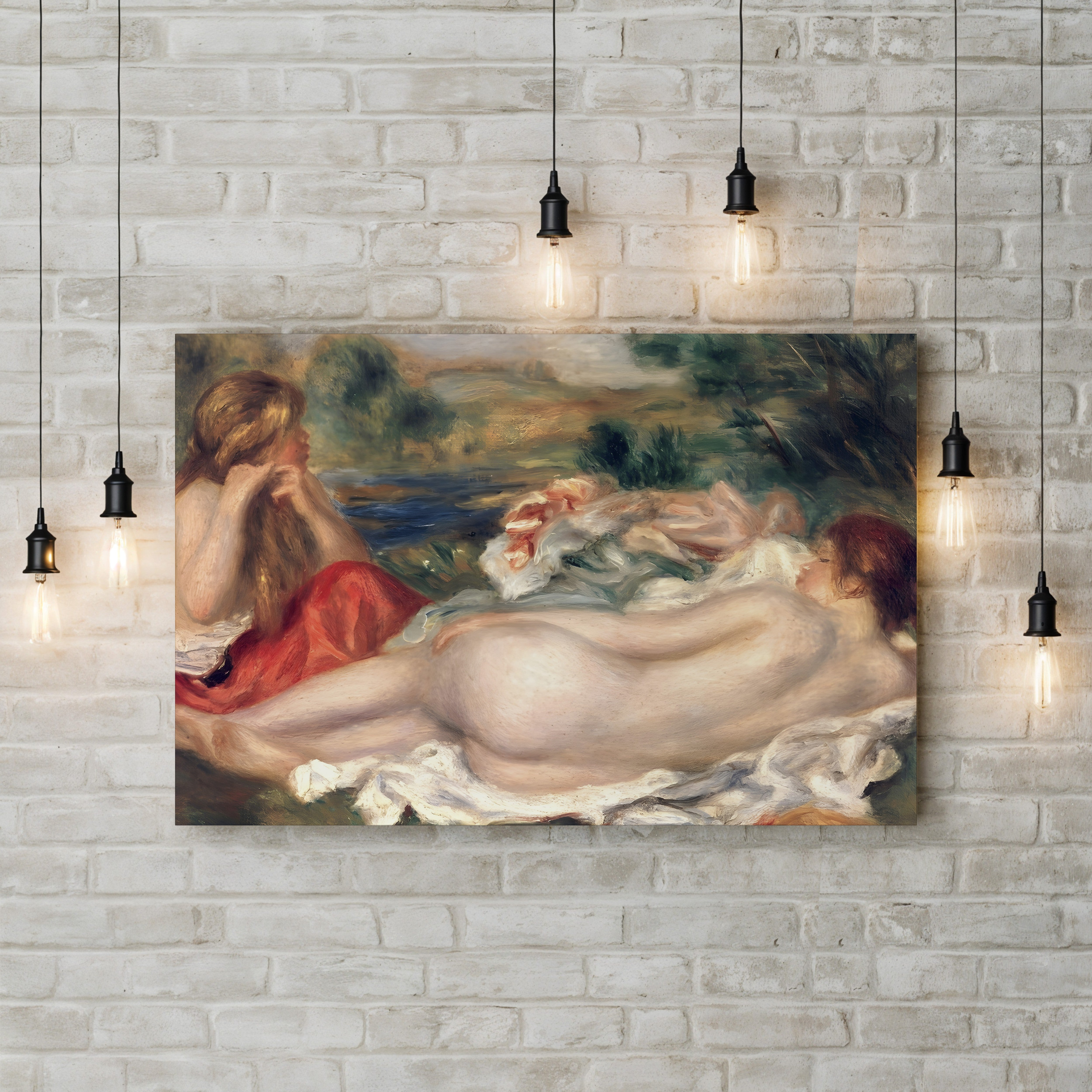 Two Bathers, 1896 – Pierre-Auguste Renoir Wall Art | Impressionist Bather Canvas Print