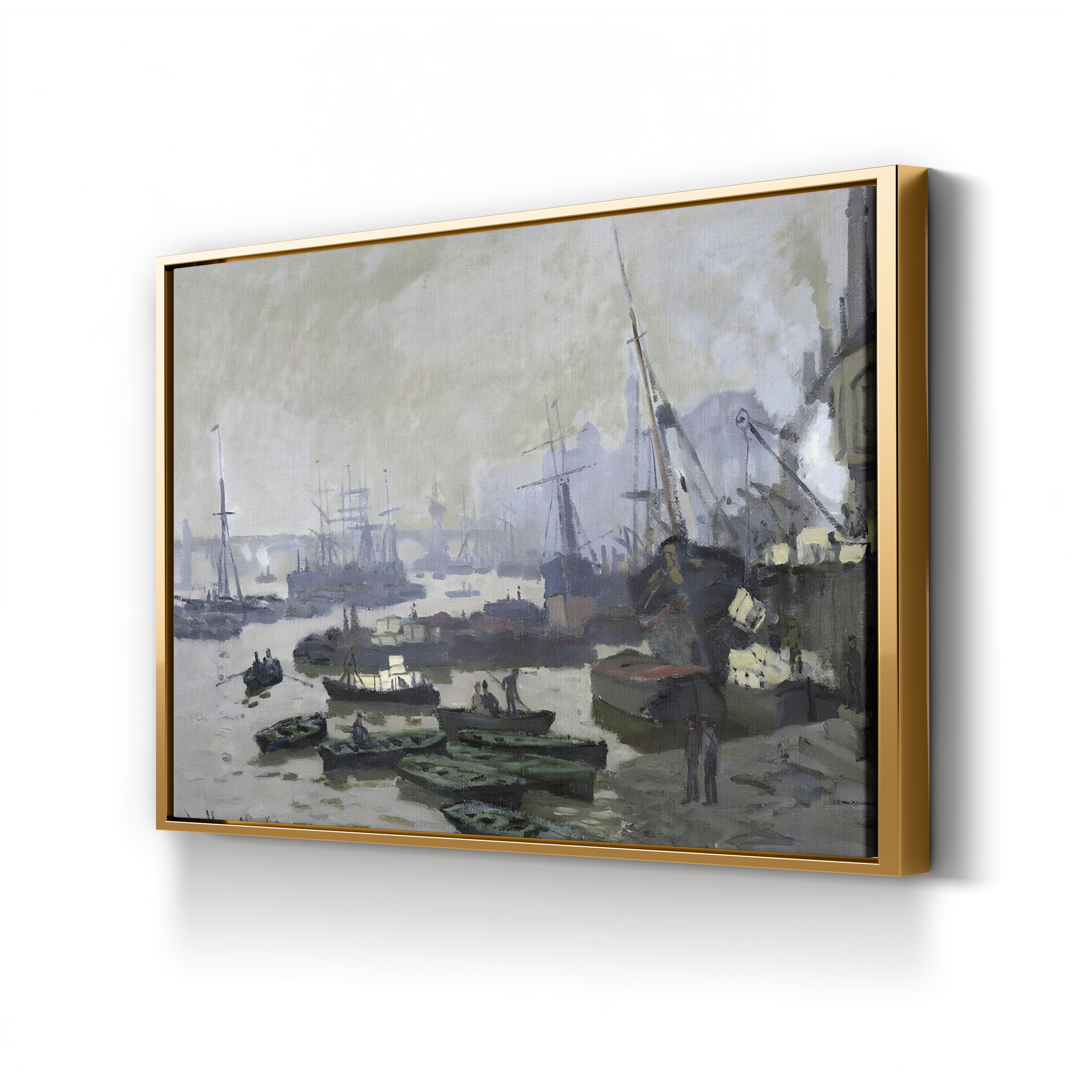Boats in the Pool of London, 1871 – Claude Monet Wall Art | Early Impressionist Thames Canvas Print