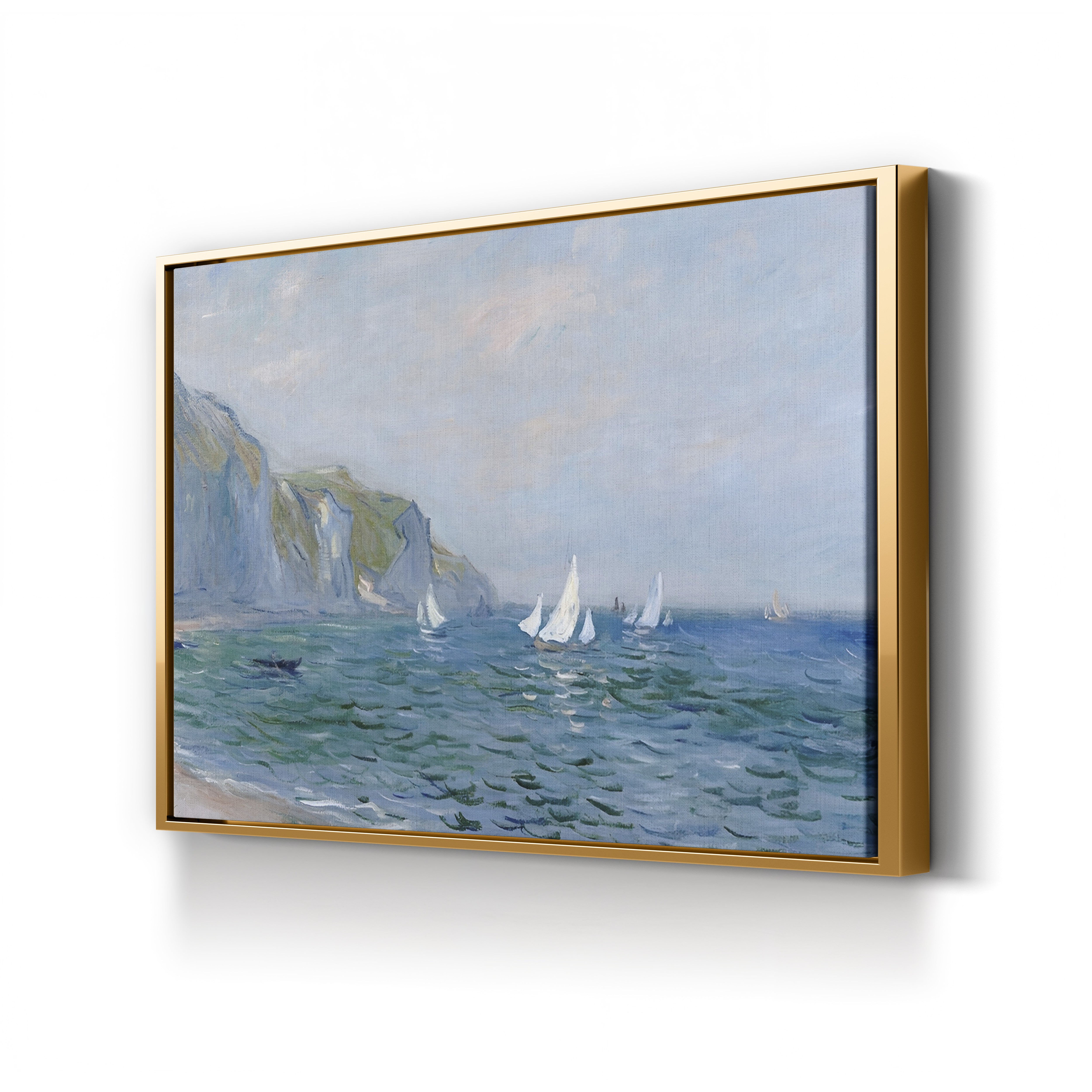 Cliffs and Sailboats at Pourville – Claude Monet Wall Art | Impressionist Normandy Coastal Canvas Print