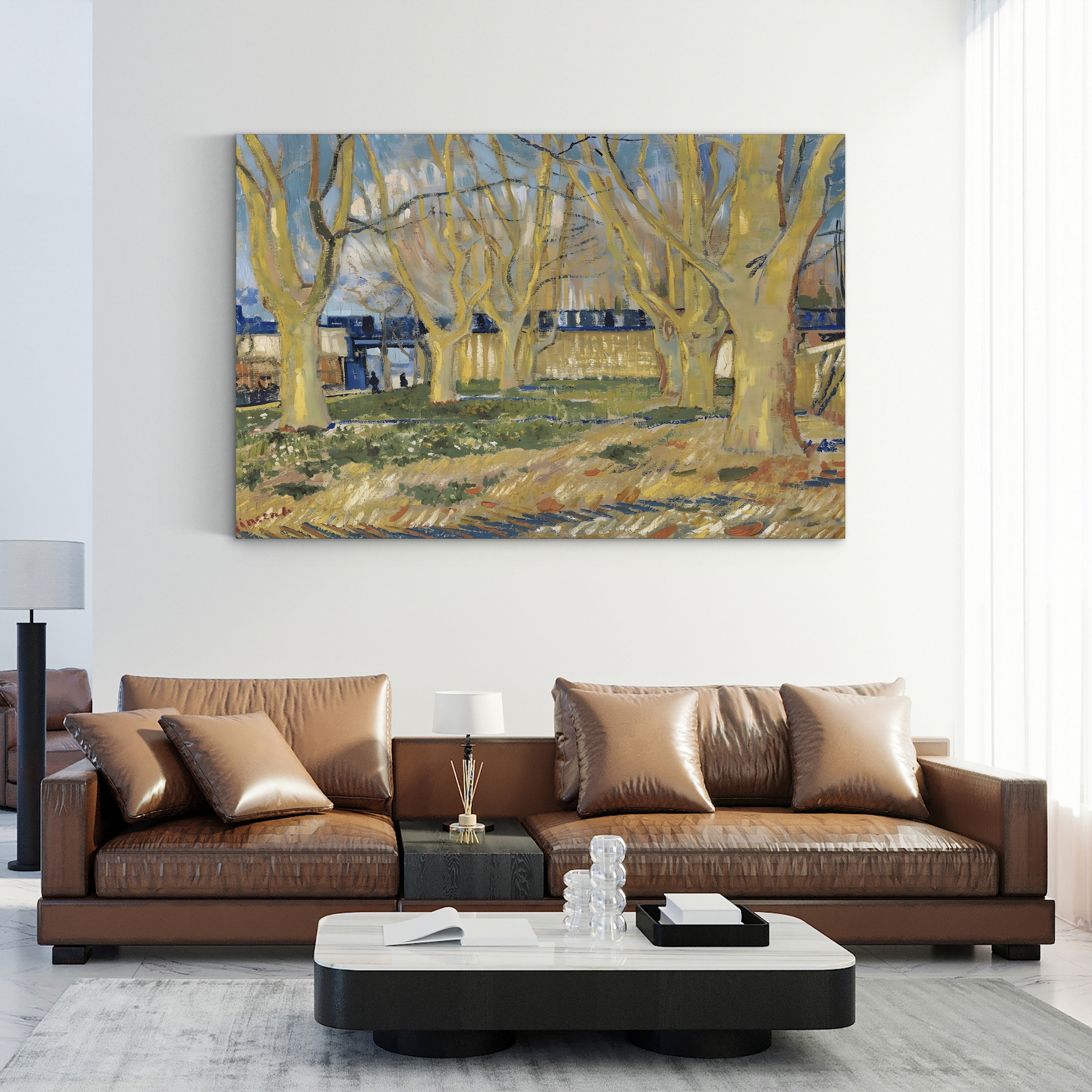 Avenue of Plane Trees Near Arles Station, 1888 – Vincent van Gogh Wall Art | Post-Impressionist Landscape Canvas Print