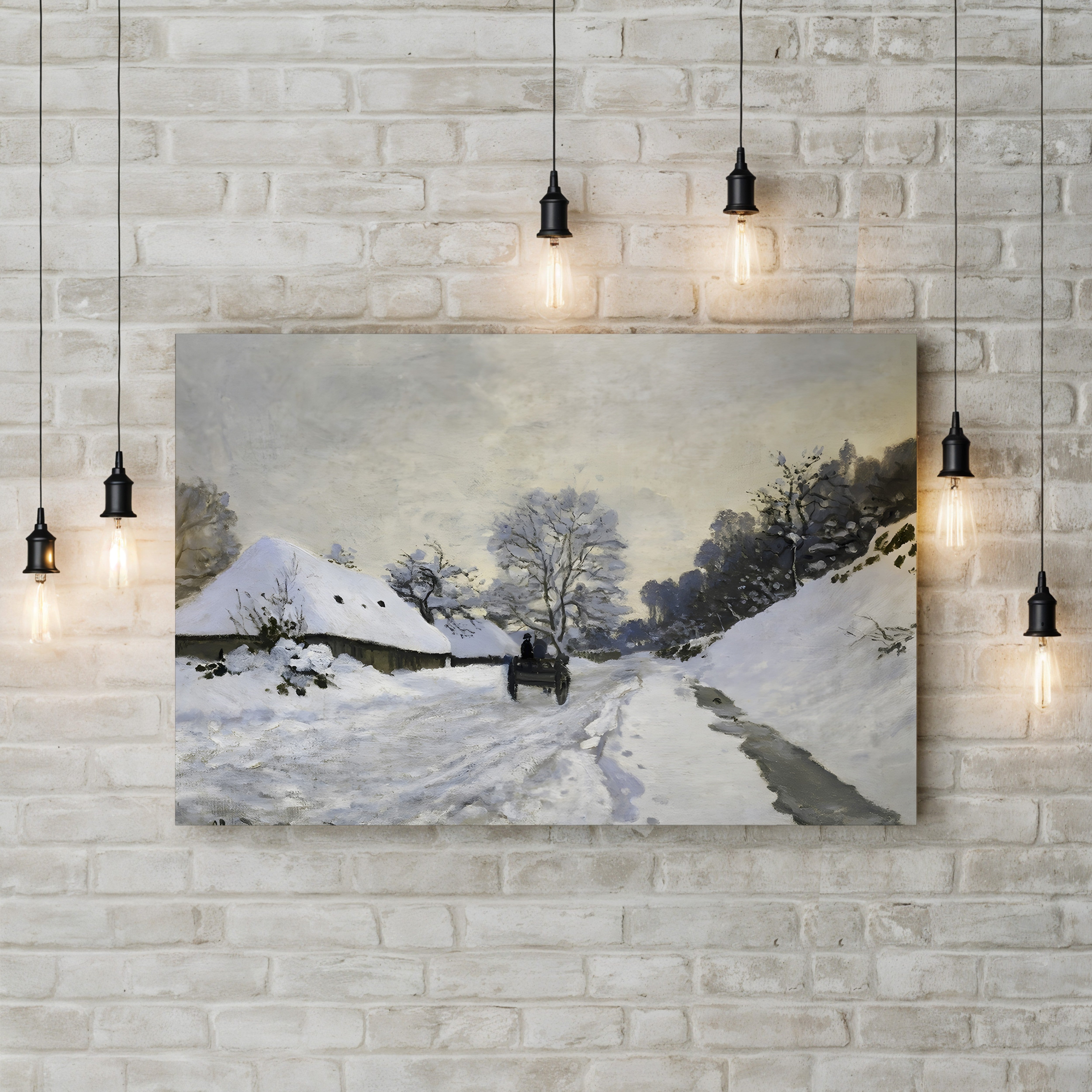The Cart, Snow-Covered Road at Honfleur (La Charrette. Route sous la neige à Honfleur), 1867 by Claude Monet