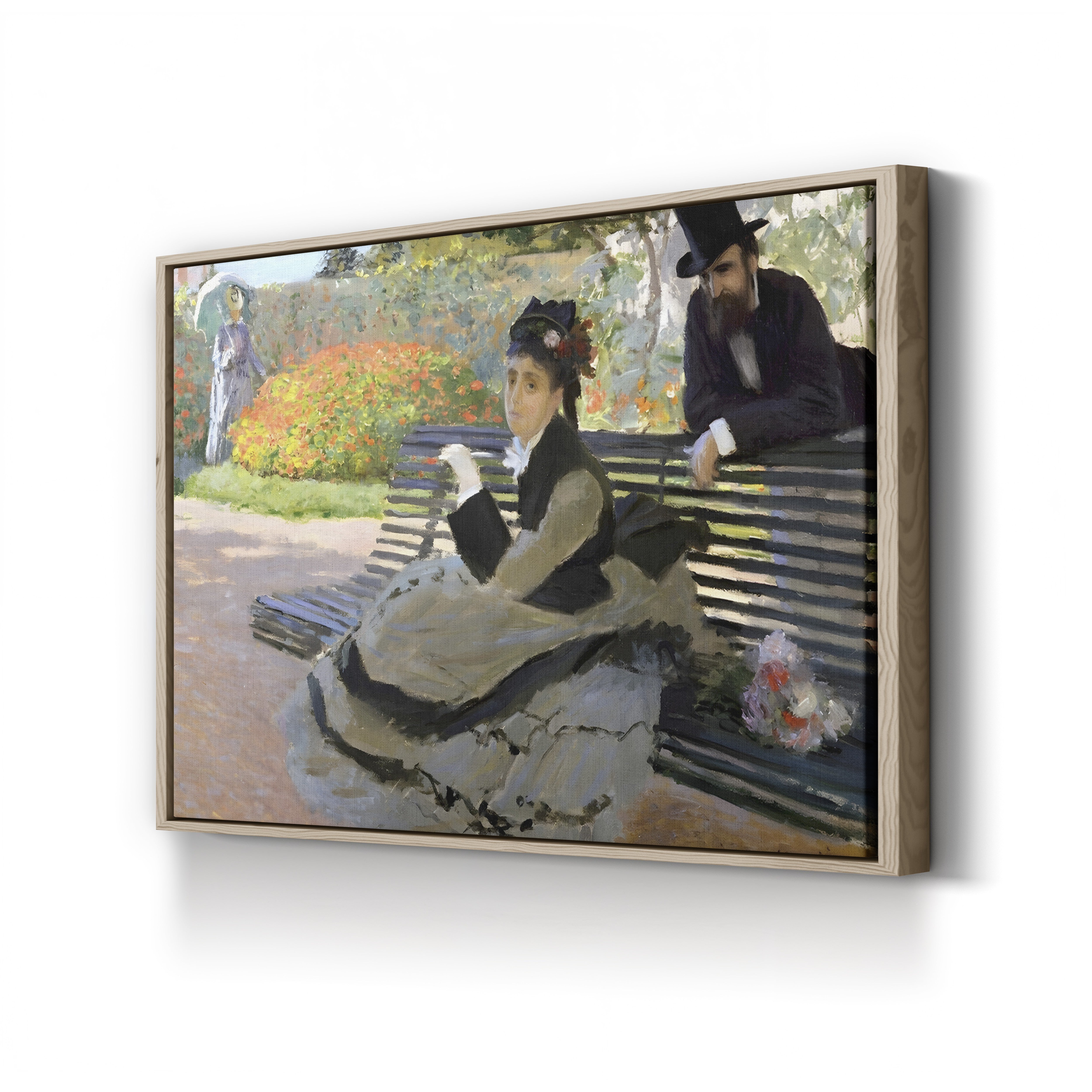 Camille Monet on a Garden Bench – Claude Monet Wall Art | Impressionist Garden Figure Canvas Print