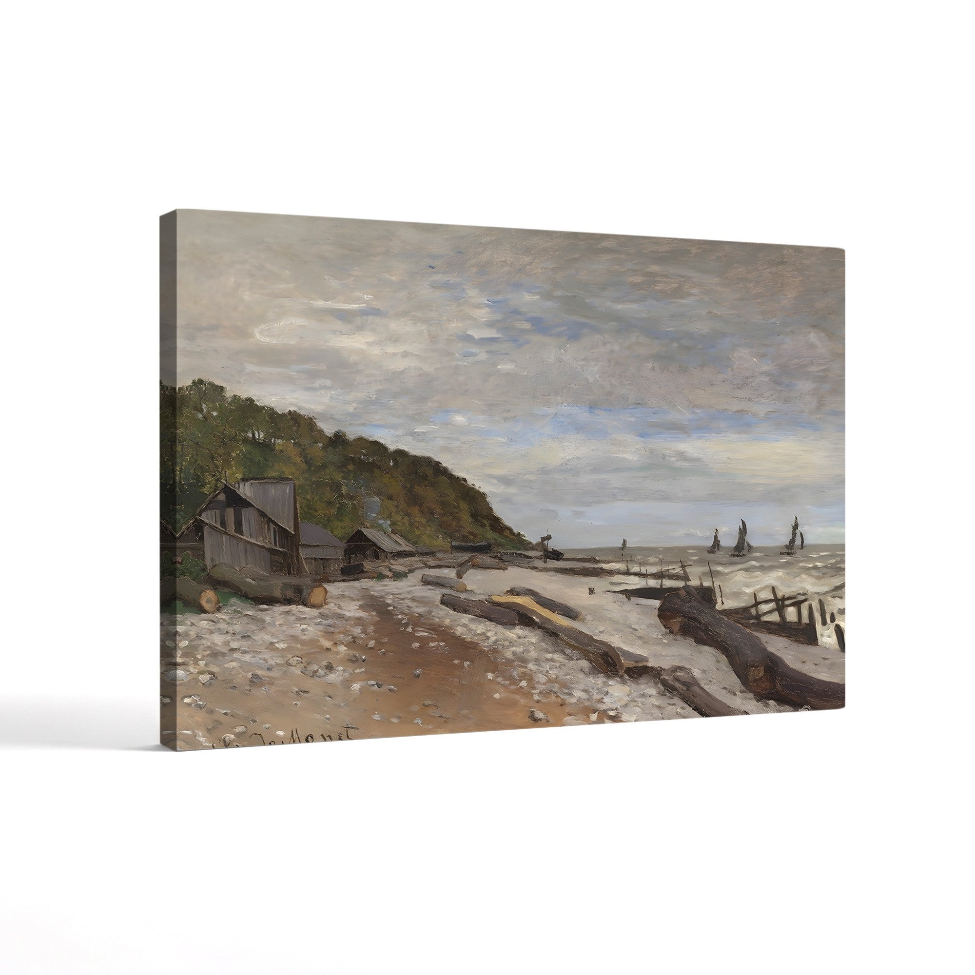 Boatyard near Honfleur (Le Chantier de Petits Navires), 1864 – Claude Monet Wall Art | Early Impressionist Norman Port Canvas Print
