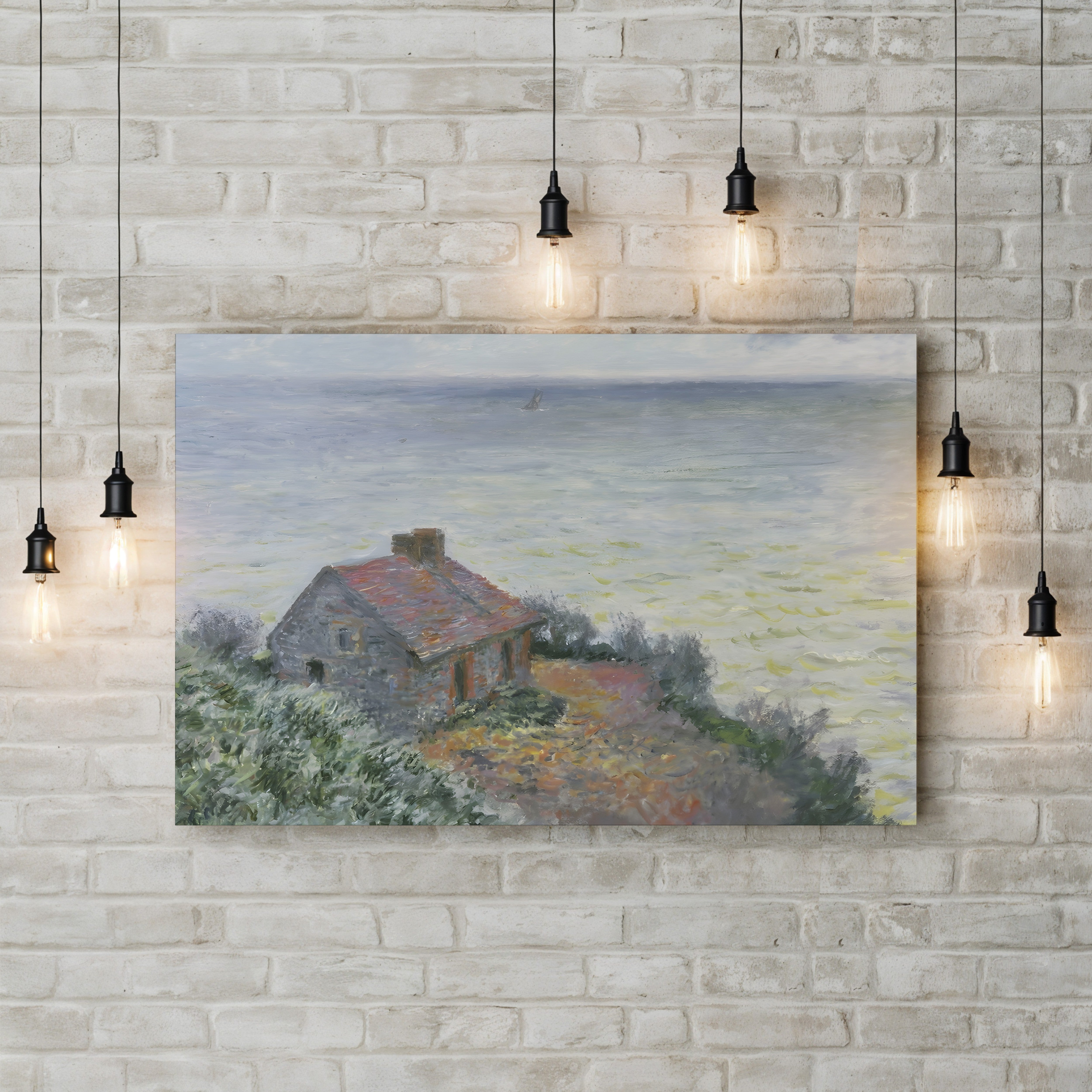 Customs Post at Dieppe, 1882 – Claude Monet Wall Art | Impressionist Normandy Clifftop Canvas Print