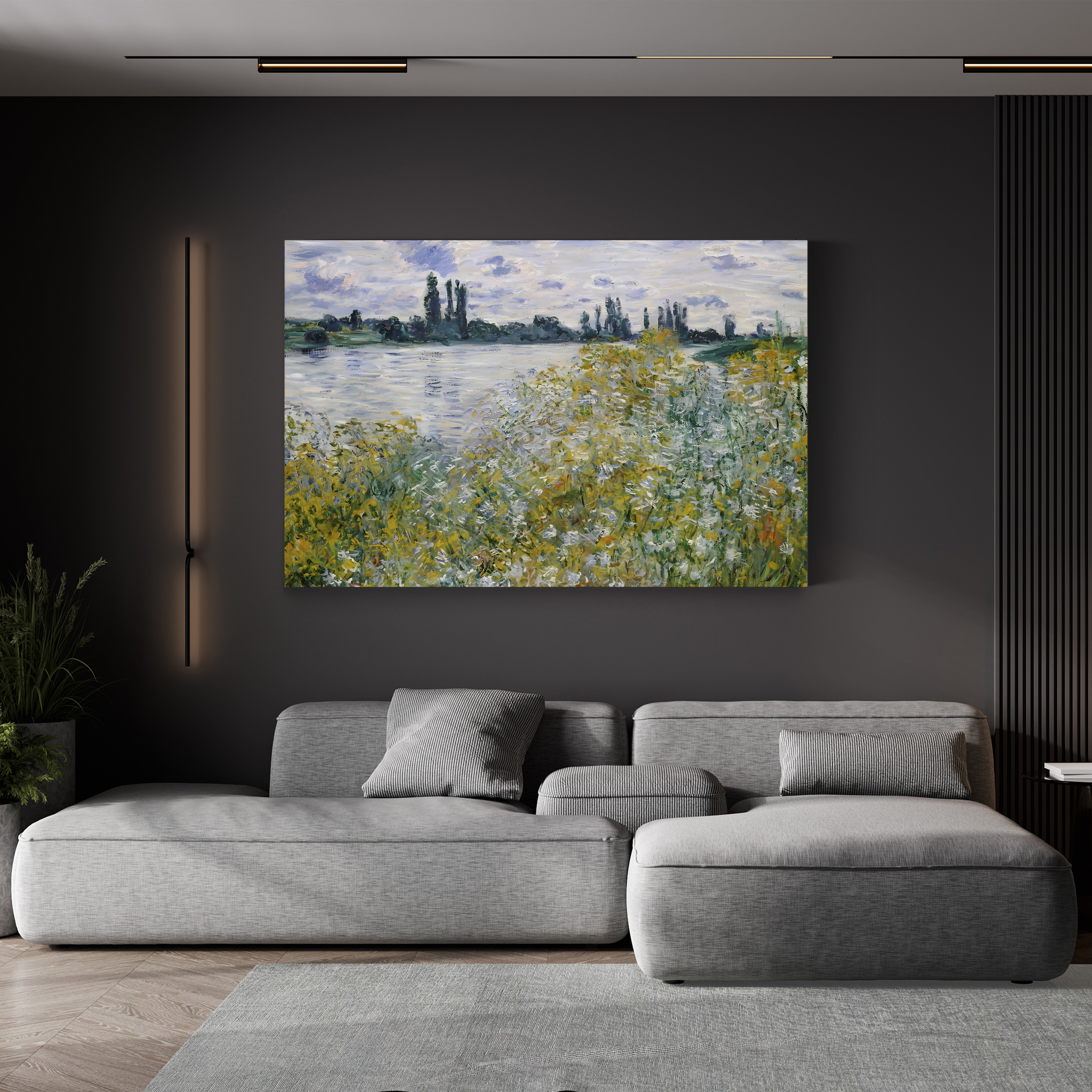 Île aux Fleurs near Vétheuil – Claude Monet Wall Art | Impressionist River Landscape Canvas Print