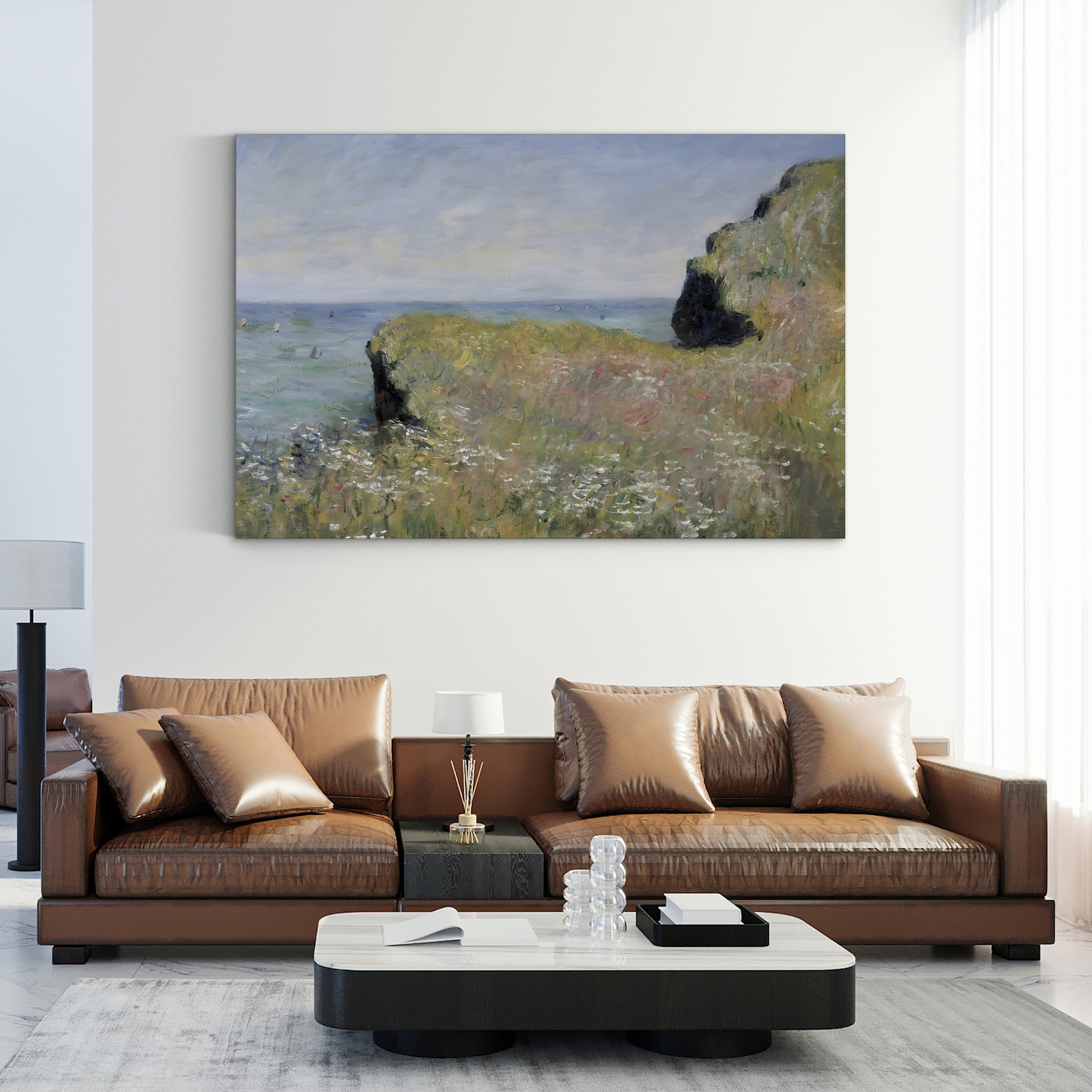 Edge of the Cliff, Pourville, 1882 – Claude Monet Wall Art | Impressionist Normandy Cliff Canvas Print