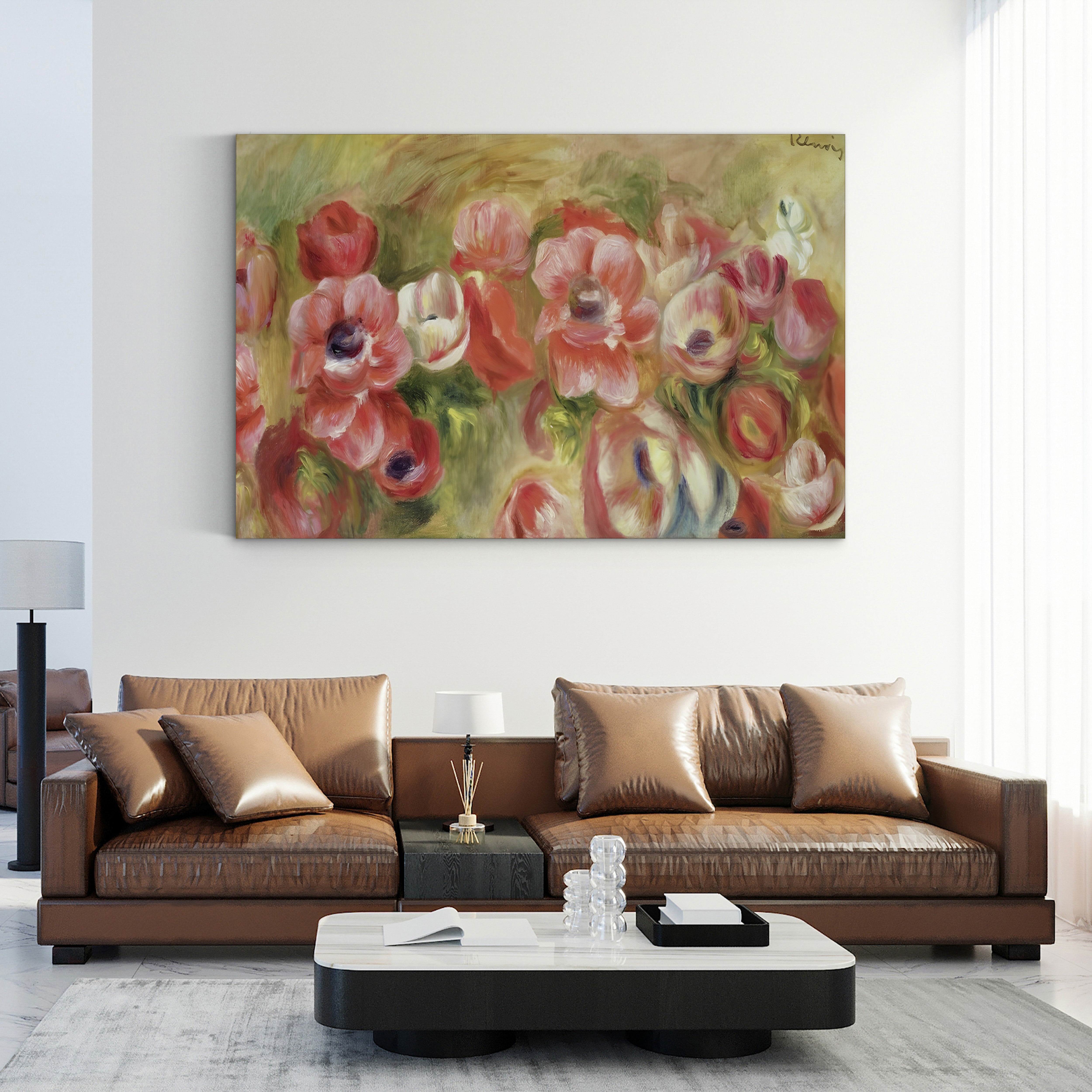 Anemones, 1890 – Pierre-Auguste Renoir Wall Art | Impressionist Floral Still Life Canvas Print