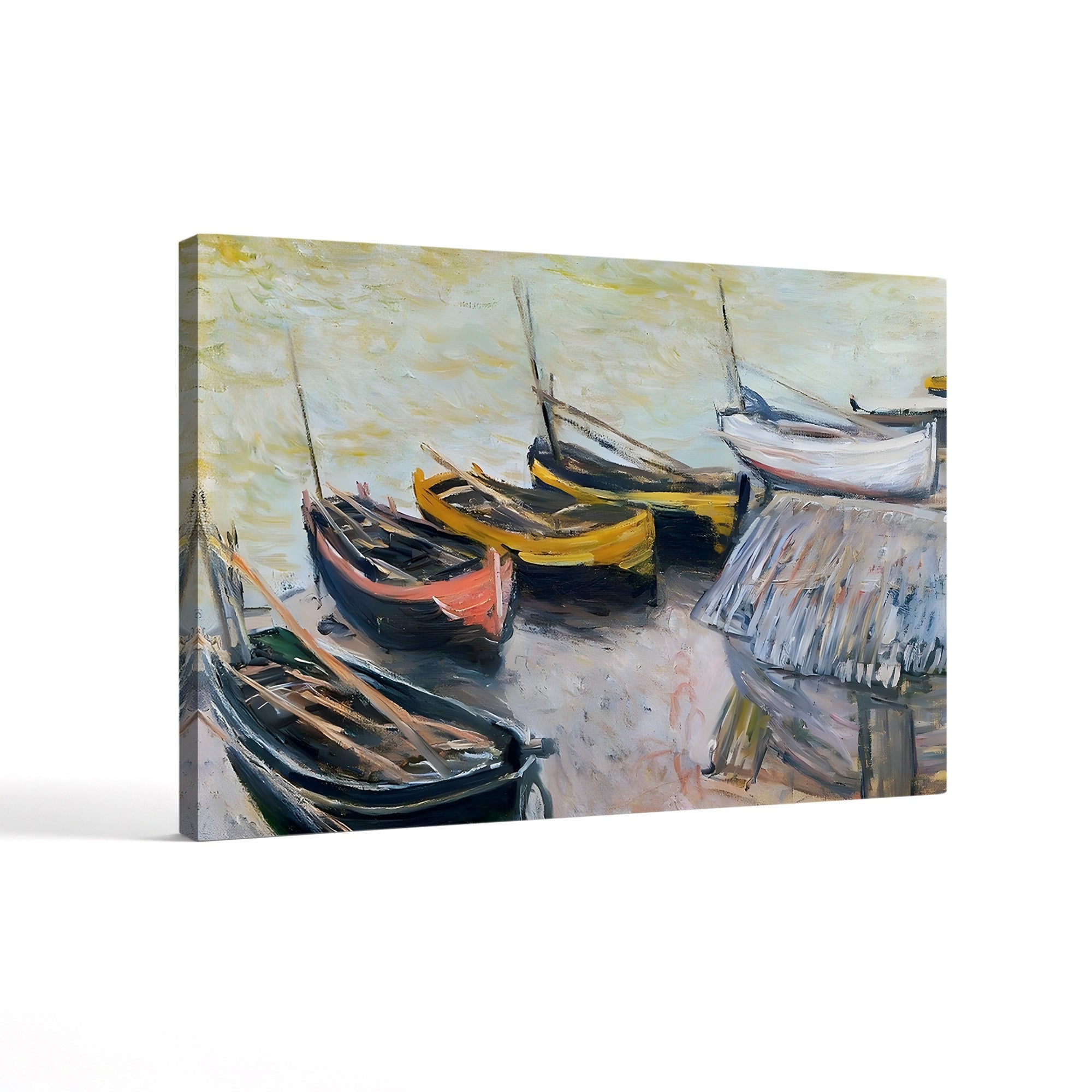 Boats on the Beach, 1883 – Claude Monet Wall Art | Impressionist Norman Coastal Canvas Print