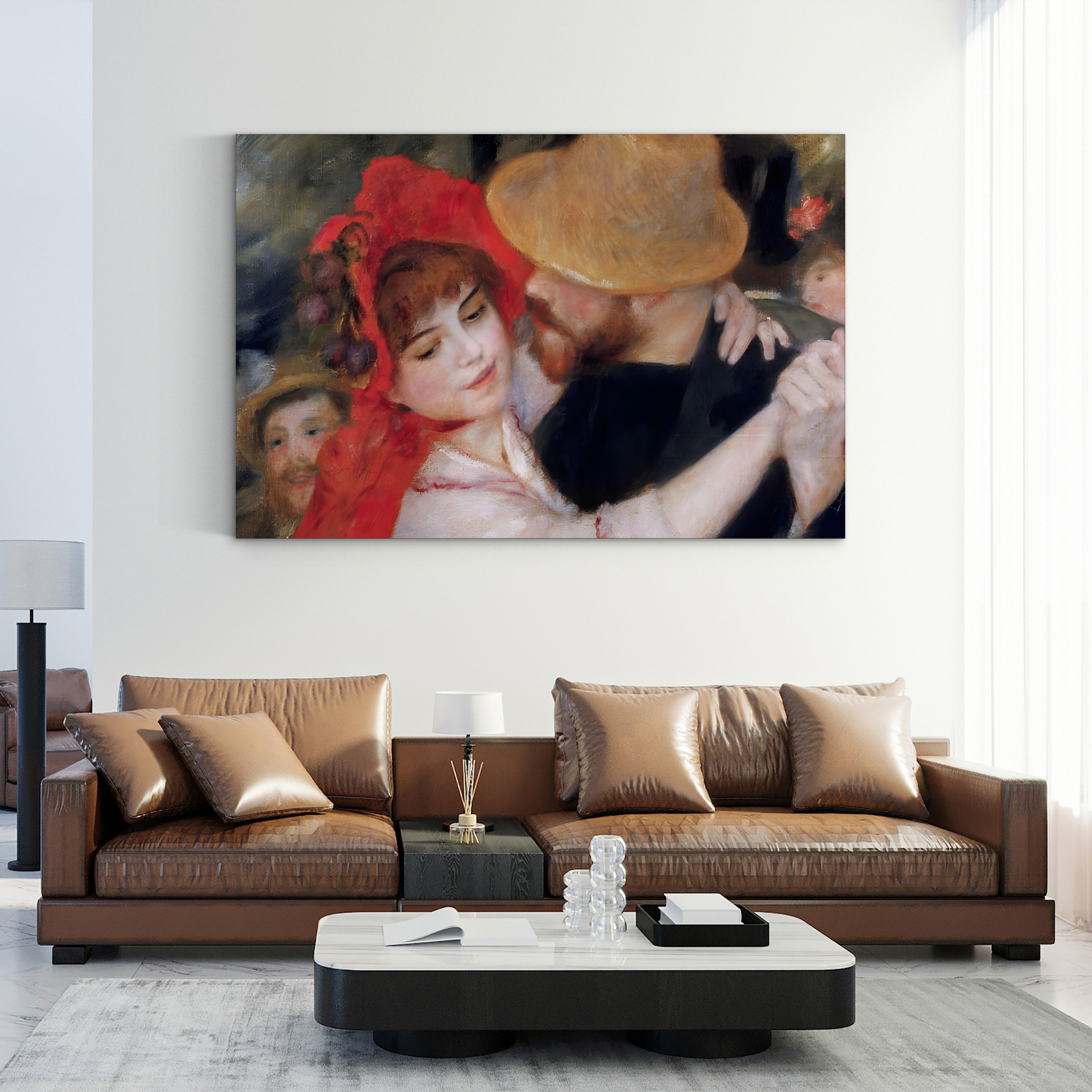 Detail of Dancing Couple from Le Bal à Bougival – Pierre-Auguste Renoir Wall Art | Impressionist Dance Canvas Print