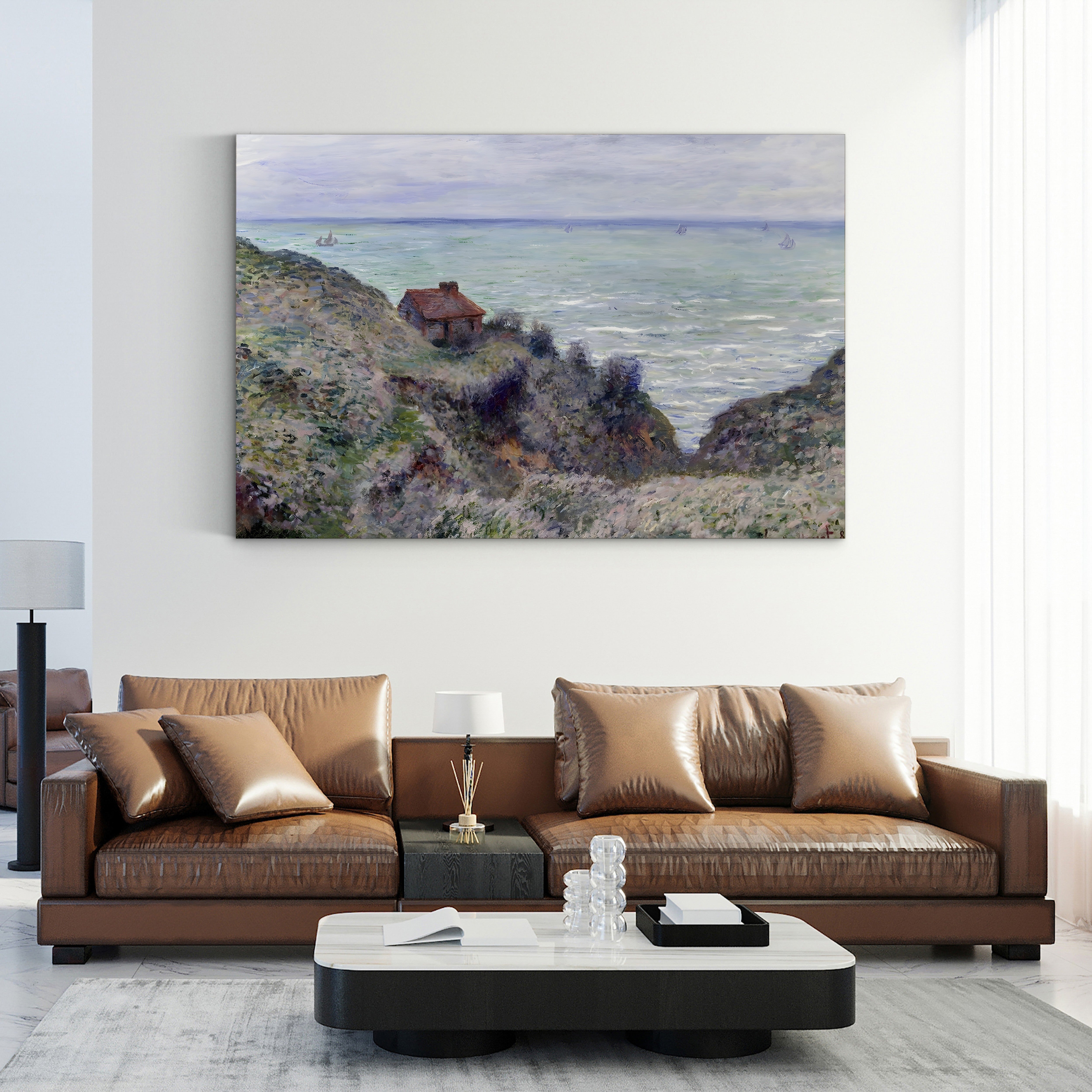 Cabin of the Customs Watch – Claude Monet Wall Art | Impressionist Norman Clifftop Canvas Print