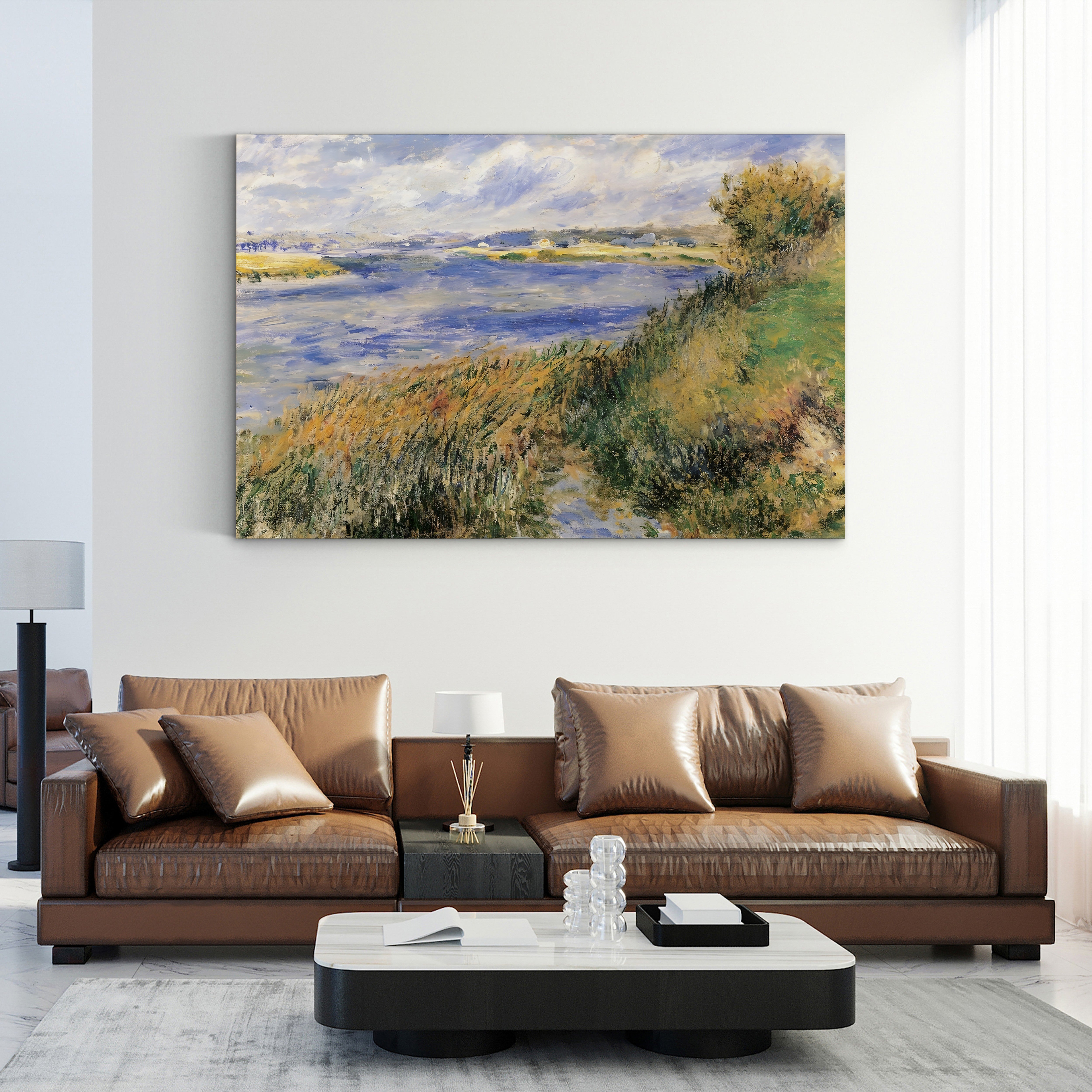 The Banks of the Seine at Champrosay, 1876 – Pierre-Auguste Renoir Wall Art | Impressionist River Canvas Print
