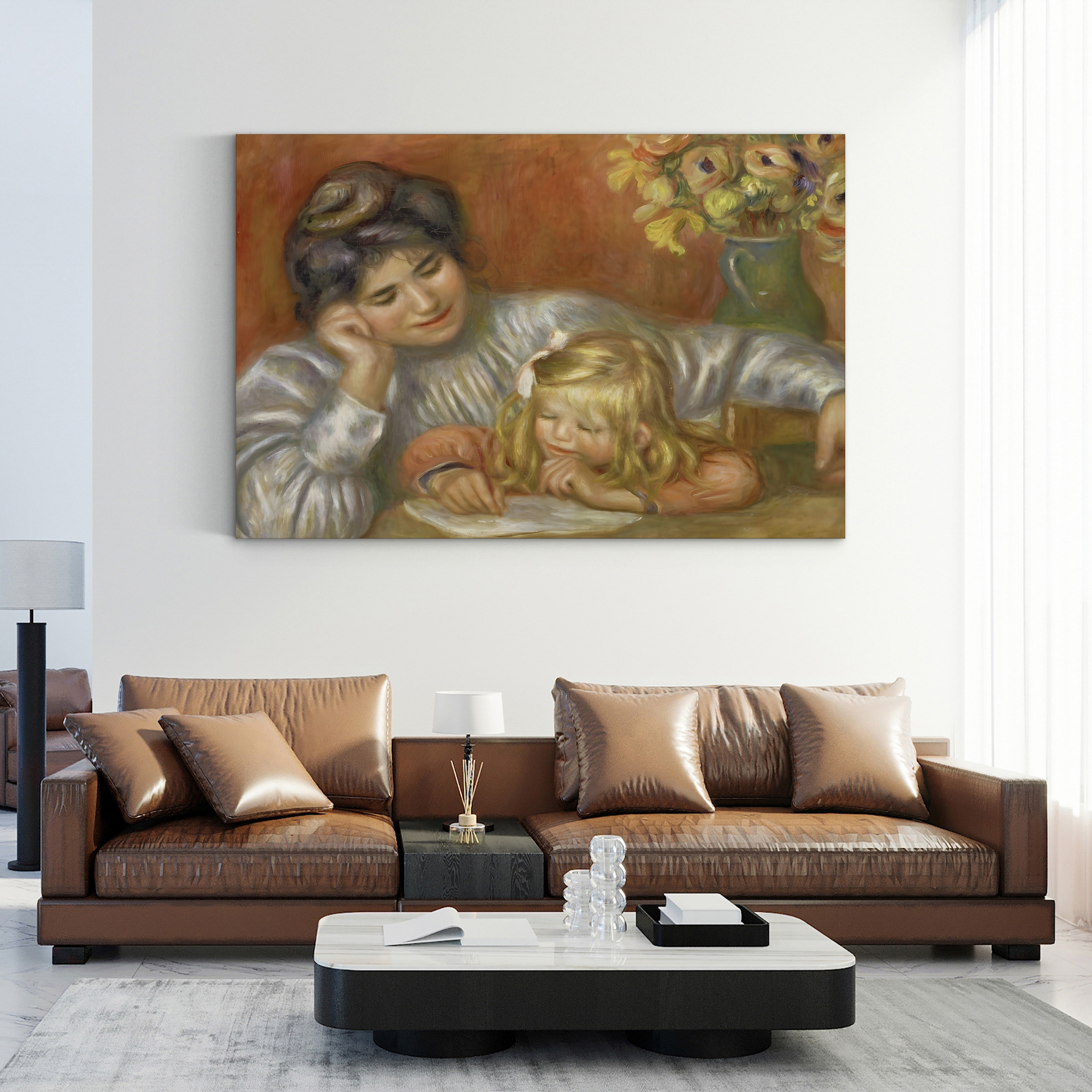 The Writing Lesson, Gabrielle and Claude, 1905 – Pierre-Auguste Renoir Wall Art | Impressionist Family Canvas Print