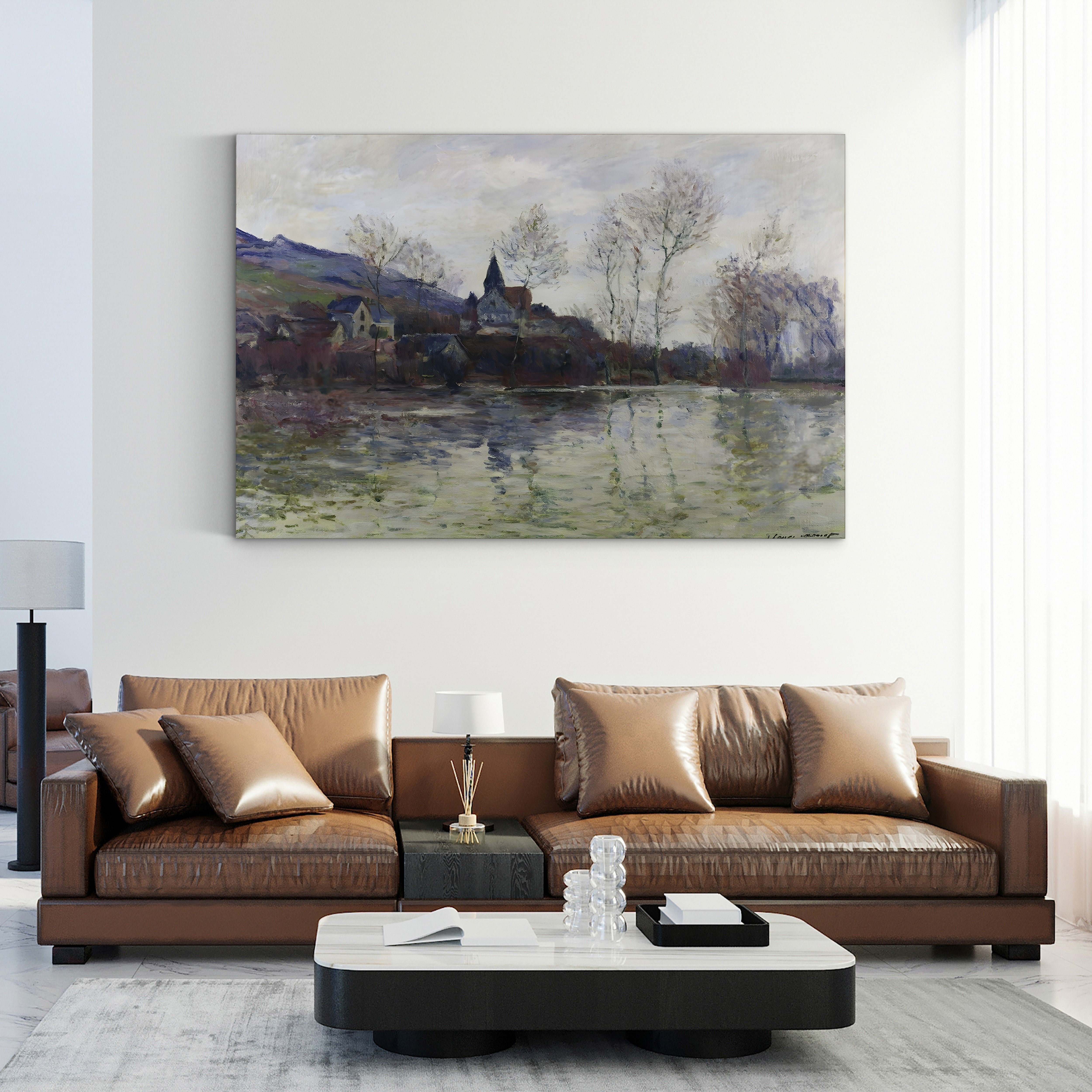 Floods at Giverny, 1886 – Claude Monet Wall Art | Impressionist River Landscape Canvas Print