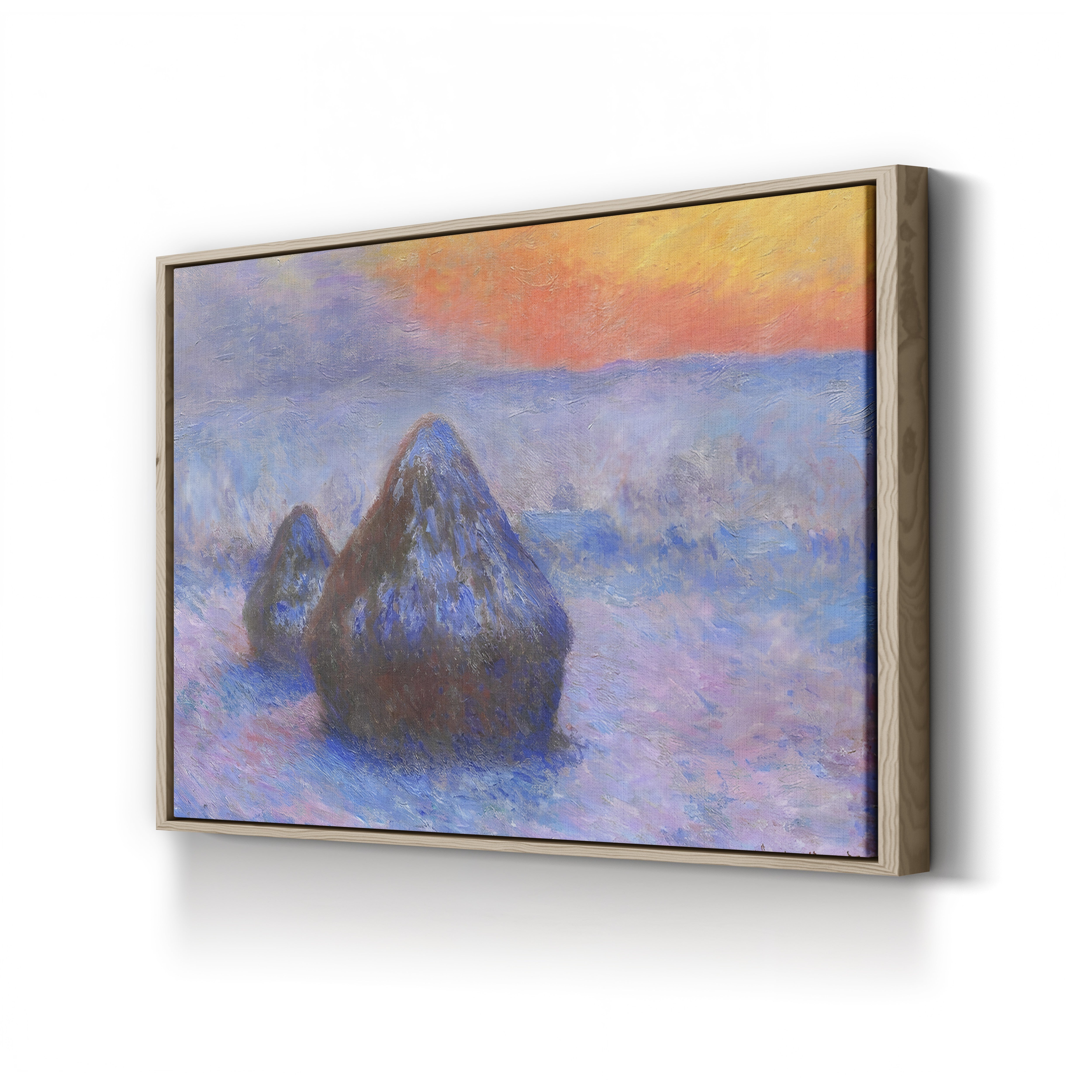 Stacks of Wheat, Sunset, Snow Effect (Meules, Effet de Neige, Soleil Couchant), 1890-91 by Claude Monet