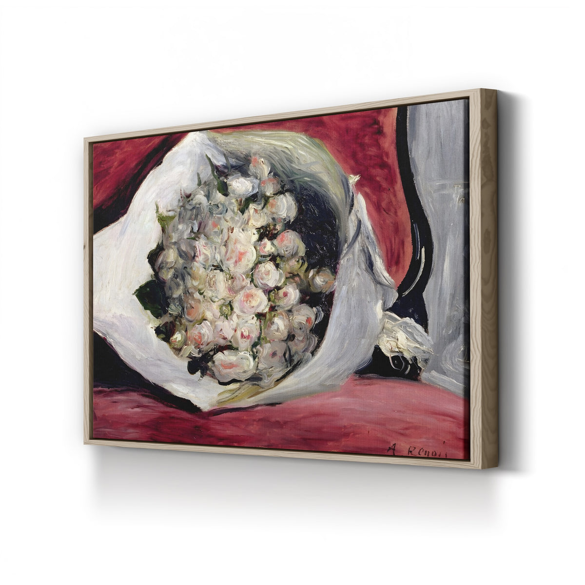 Bouquet in a Theatre Box, 1878-80 by Pierre-Auguste Renoir canvas print in Oak frame
