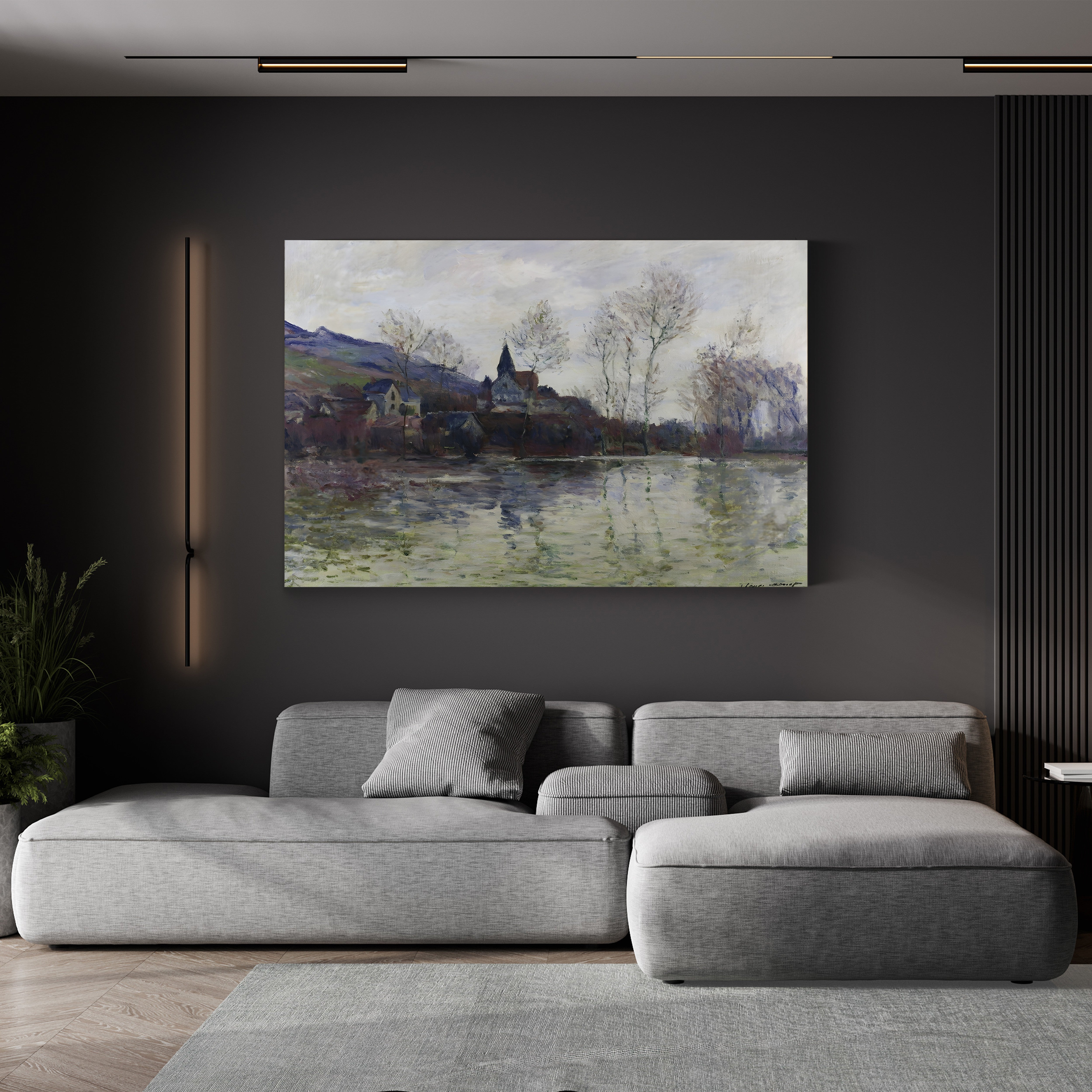 Floods at Giverny, 1886 – Claude Monet Wall Art | Impressionist River Landscape Canvas Print