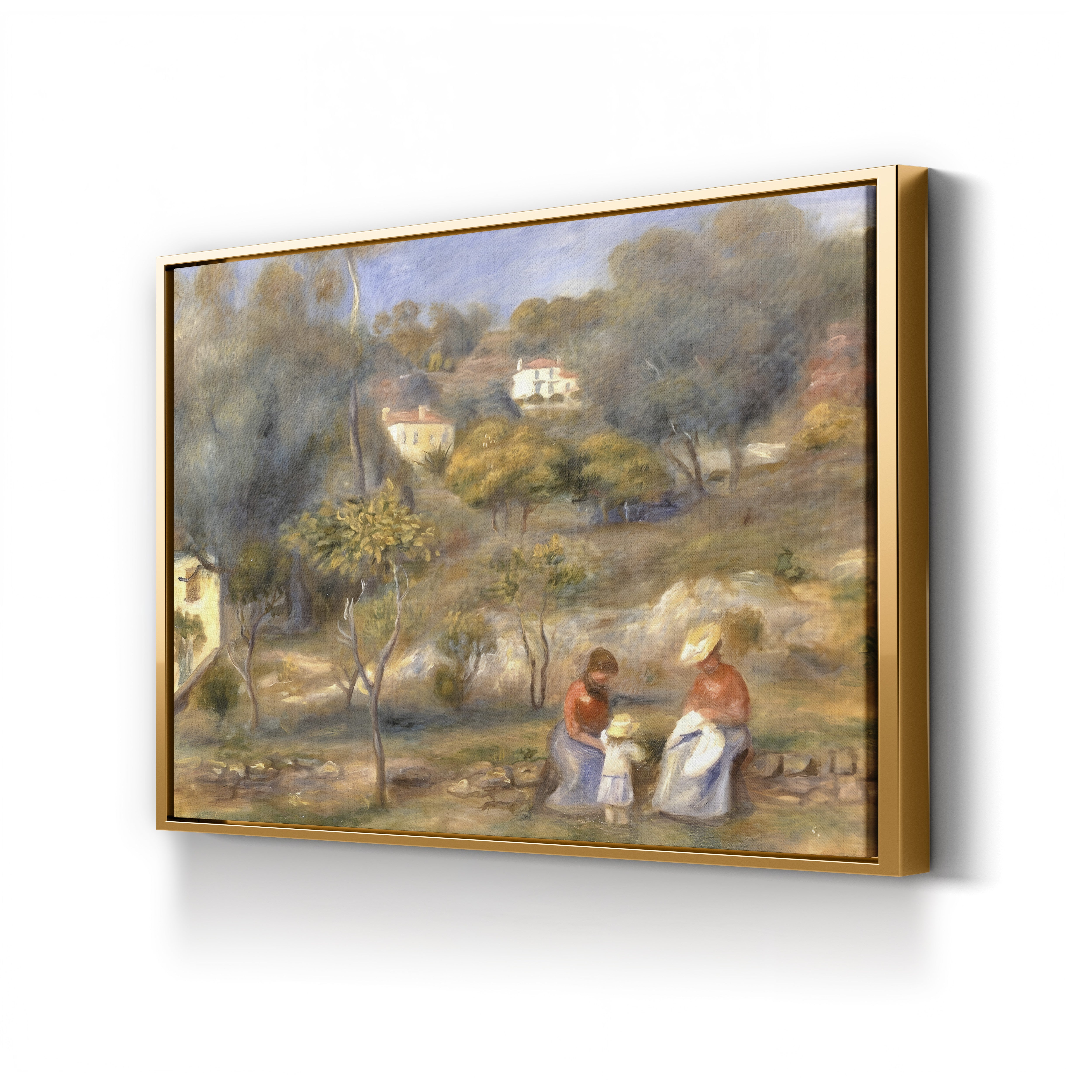 Two Women and a Child in a Landscape, 1902 – Pierre-Auguste Renoir Wall Art | Impressionist Figural Canvas Print