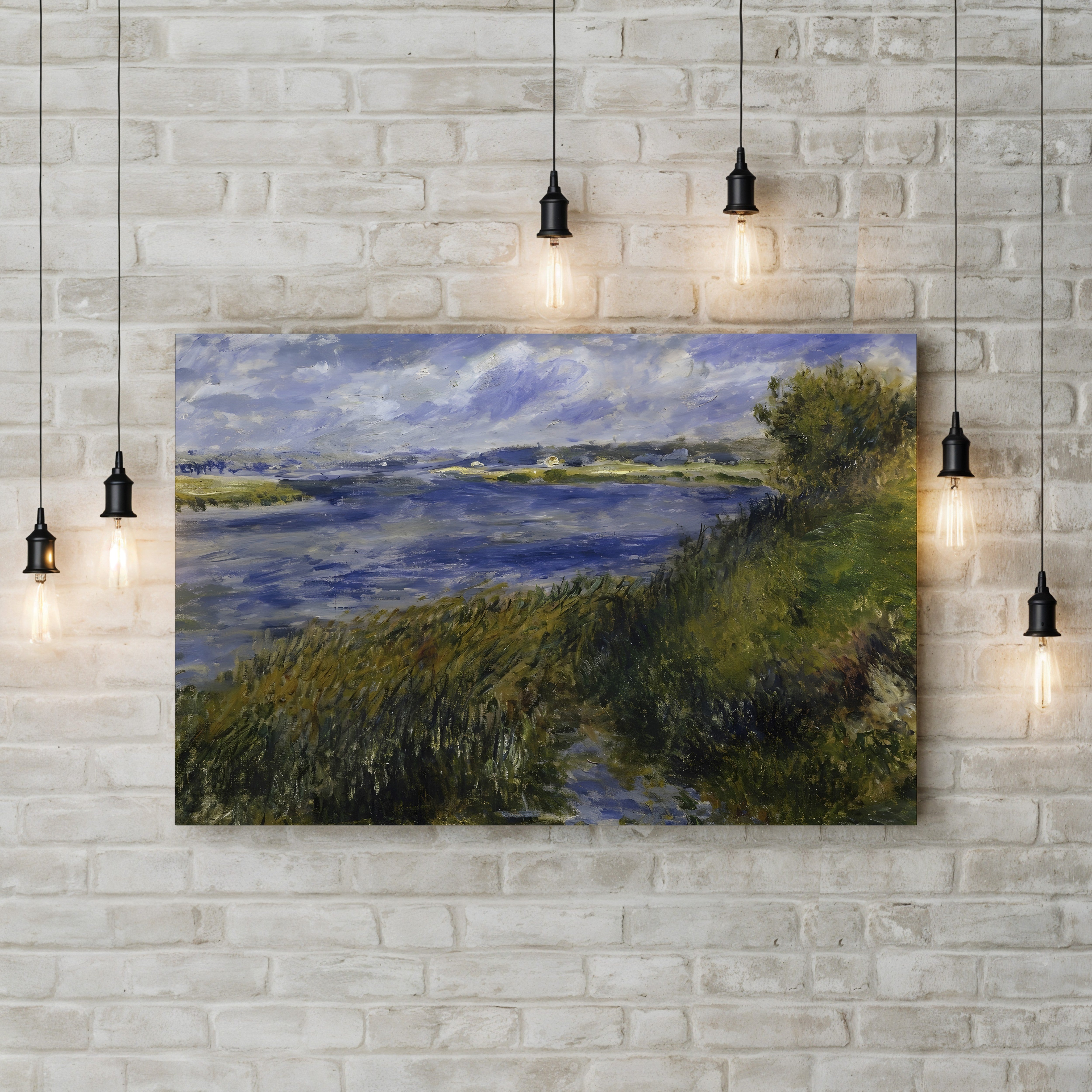 The Banks of the Seine, Champrosay – Pierre-Auguste Renoir Wall Art | Impressionist River Canvas Print