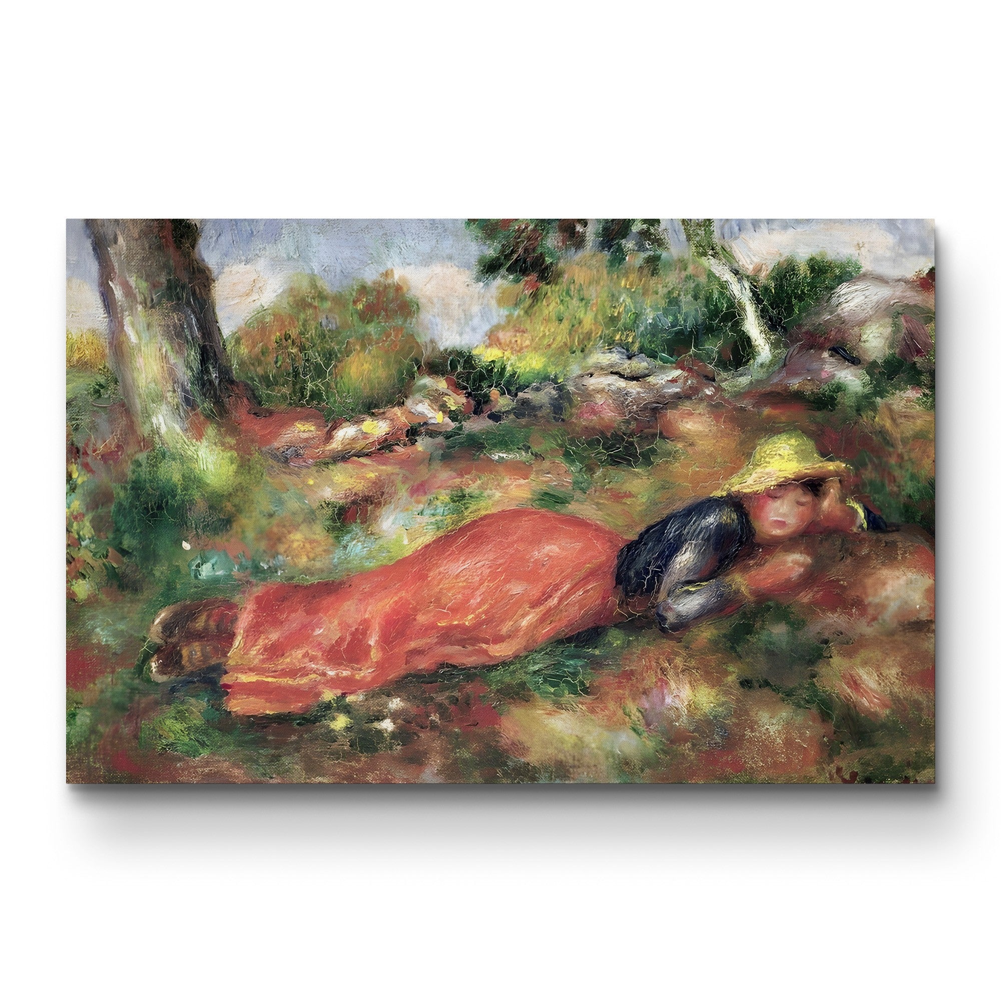 Young Girl Sleeping on the Grass – Pierre-Auguste Renoir Wall Art | Impressionist Figure Canvas Print
