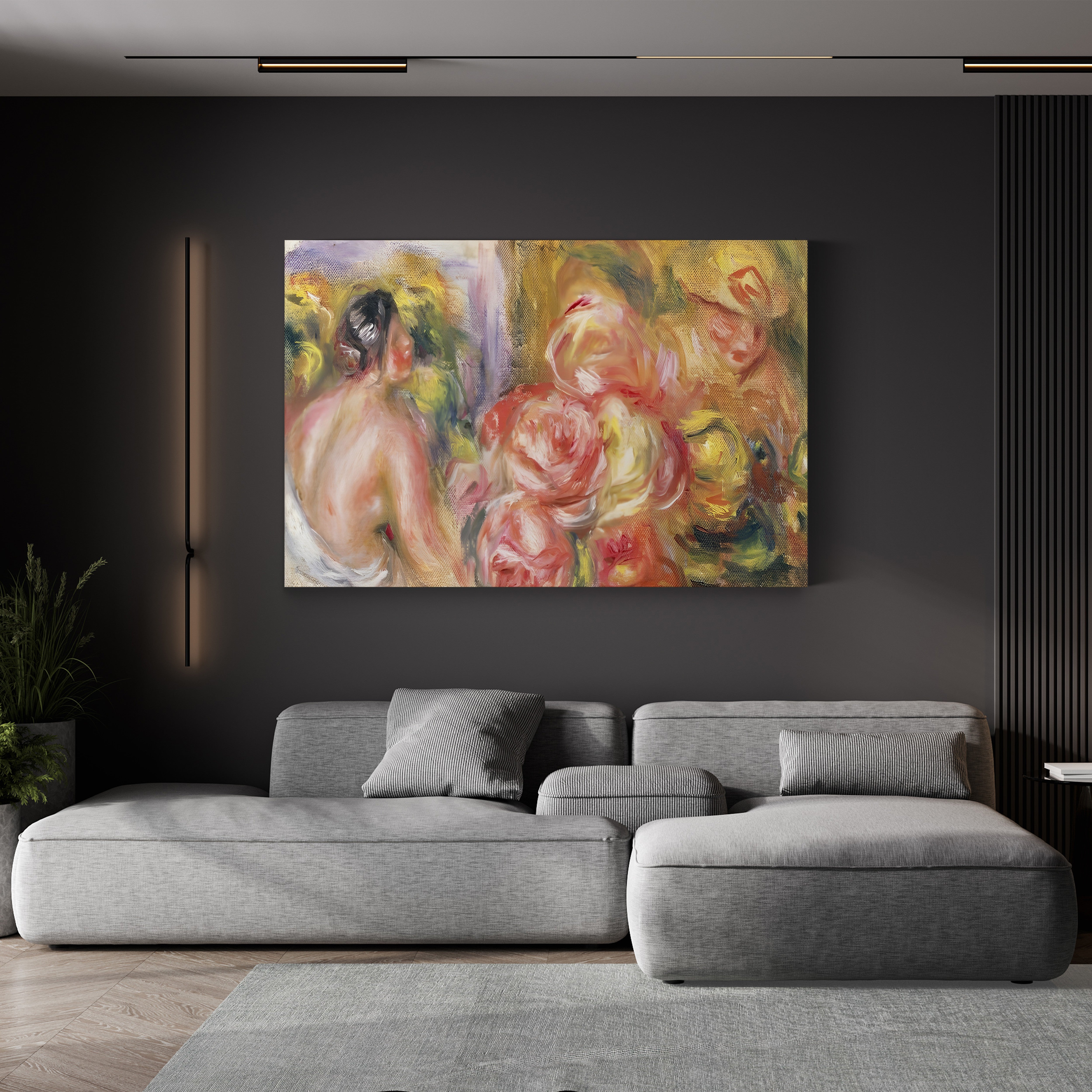 Nude Girl with Hat and Roses, 1916 – Renoir Wall Art | Figure
