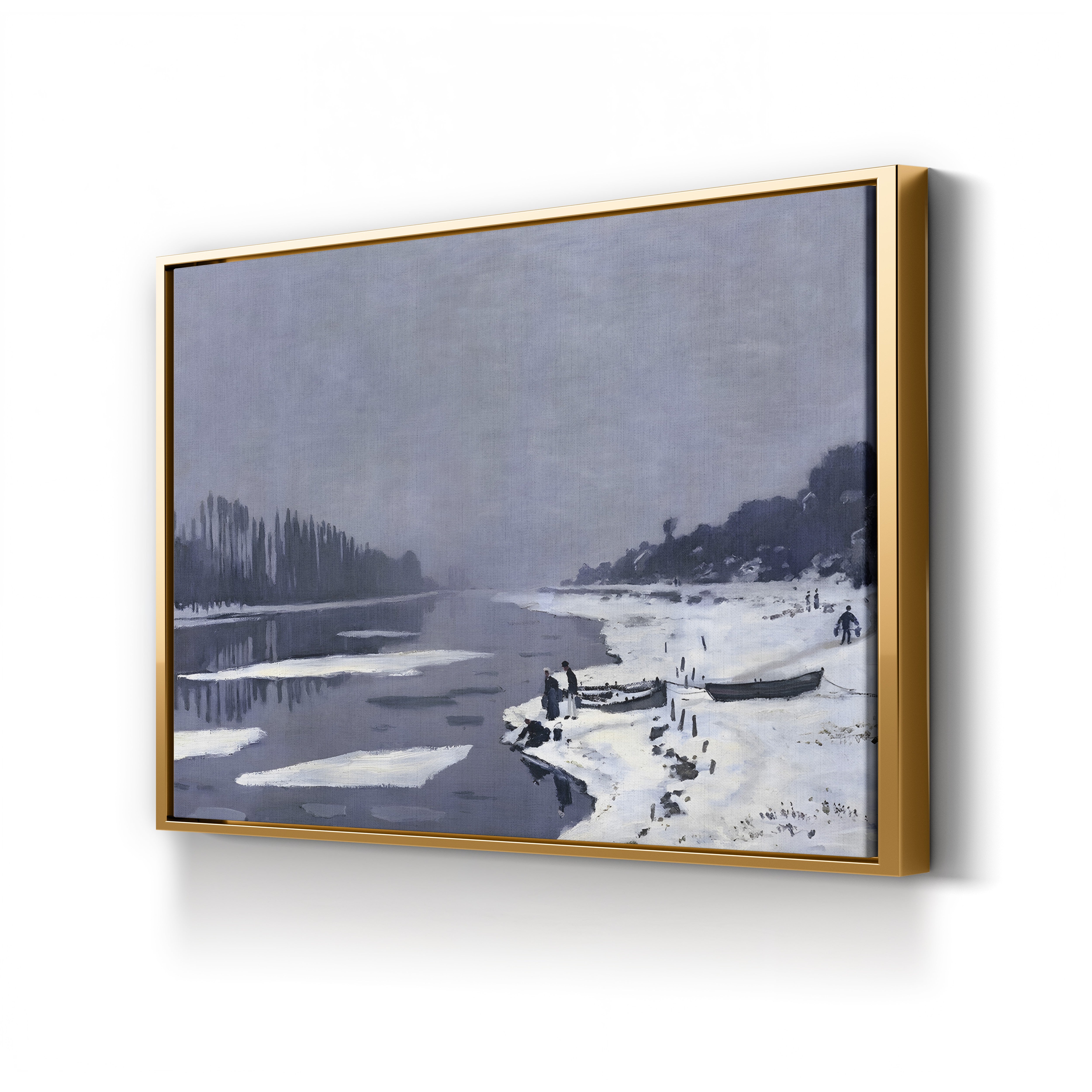 Ice Floes on the Seine at Bougival, c. 1867–68 – Claude Monet Wall Art | Early Impressionist Winter Canvas Print