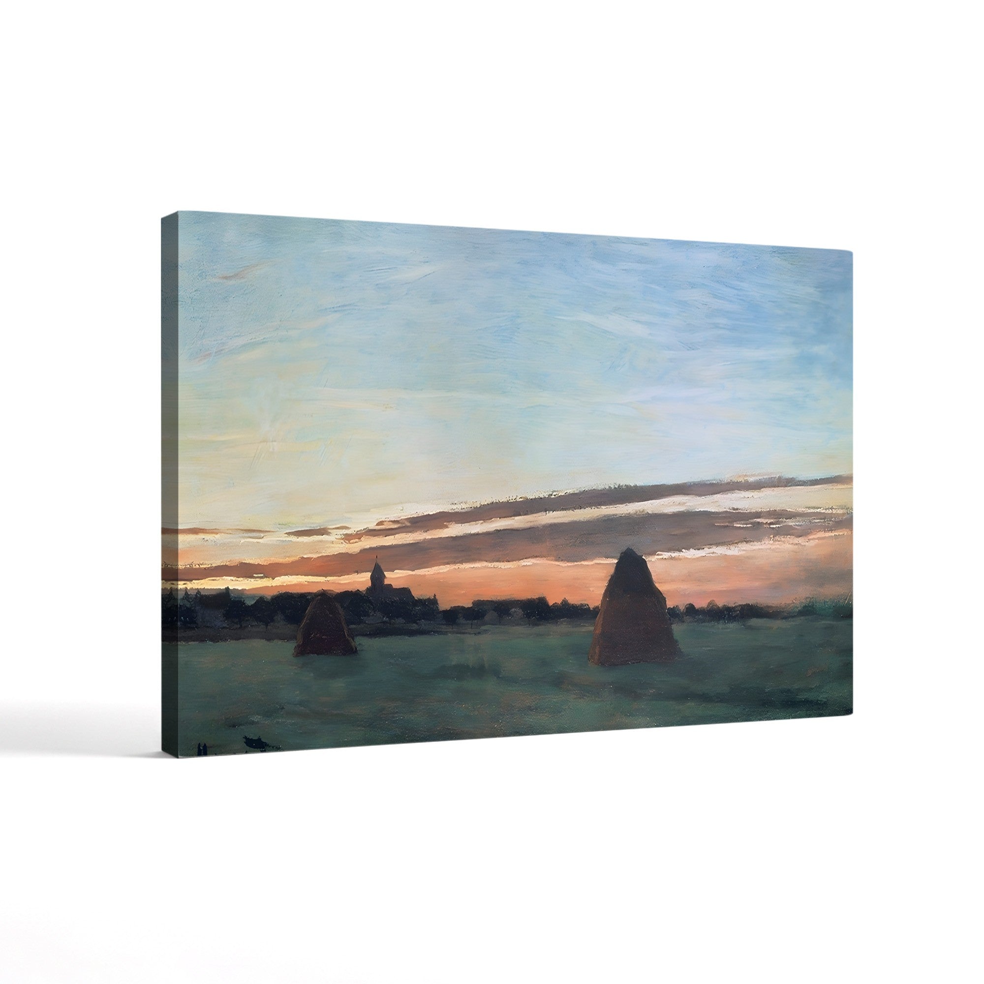 Haystacks at Chailly, 1865 – Claude Monet Wall Art | Early Impressionist Landscape Canvas Print