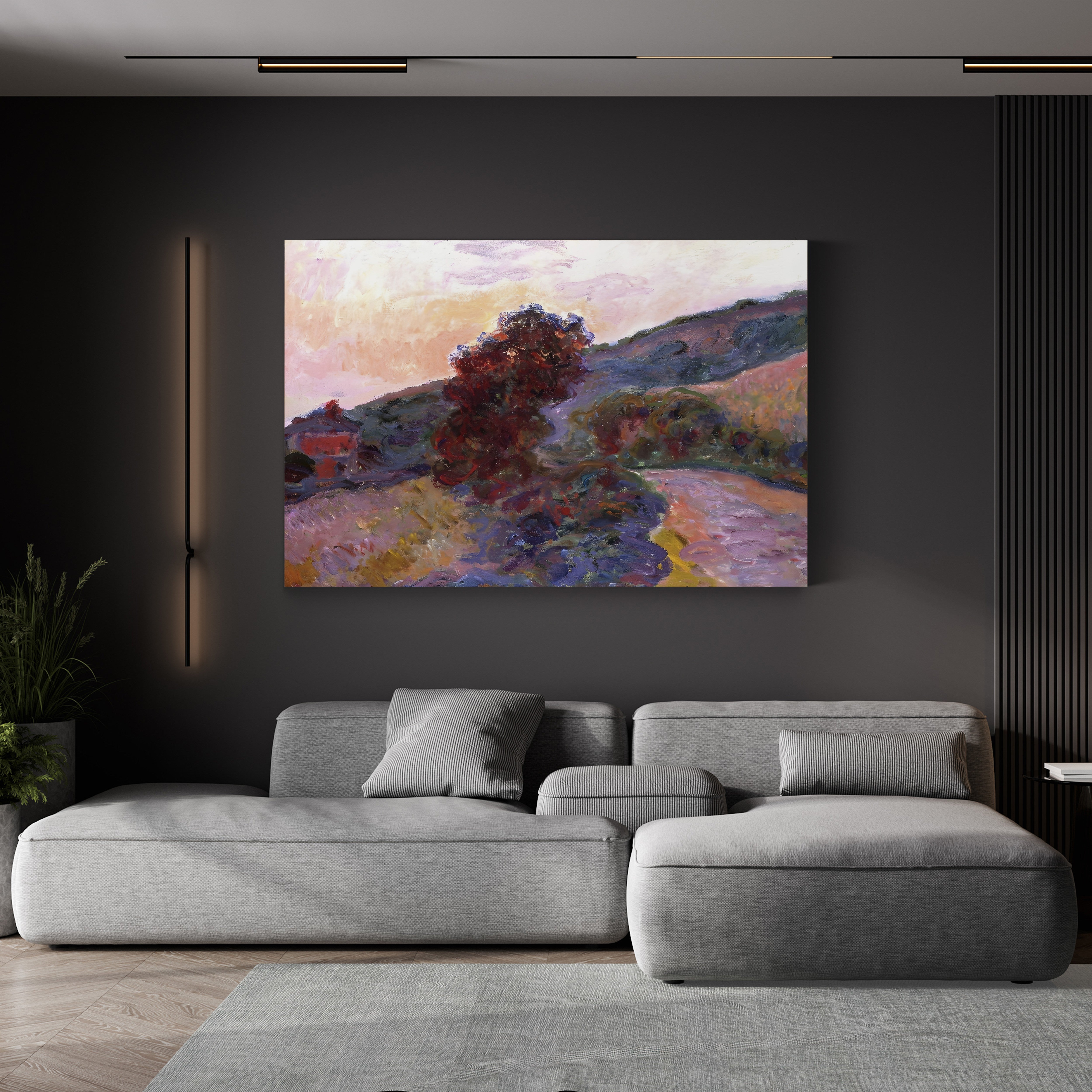 Coucher de Soleil à Giverny, 1886 – Claude Monet Wall Art | Impressionist Sunset Landscape Canvas Print