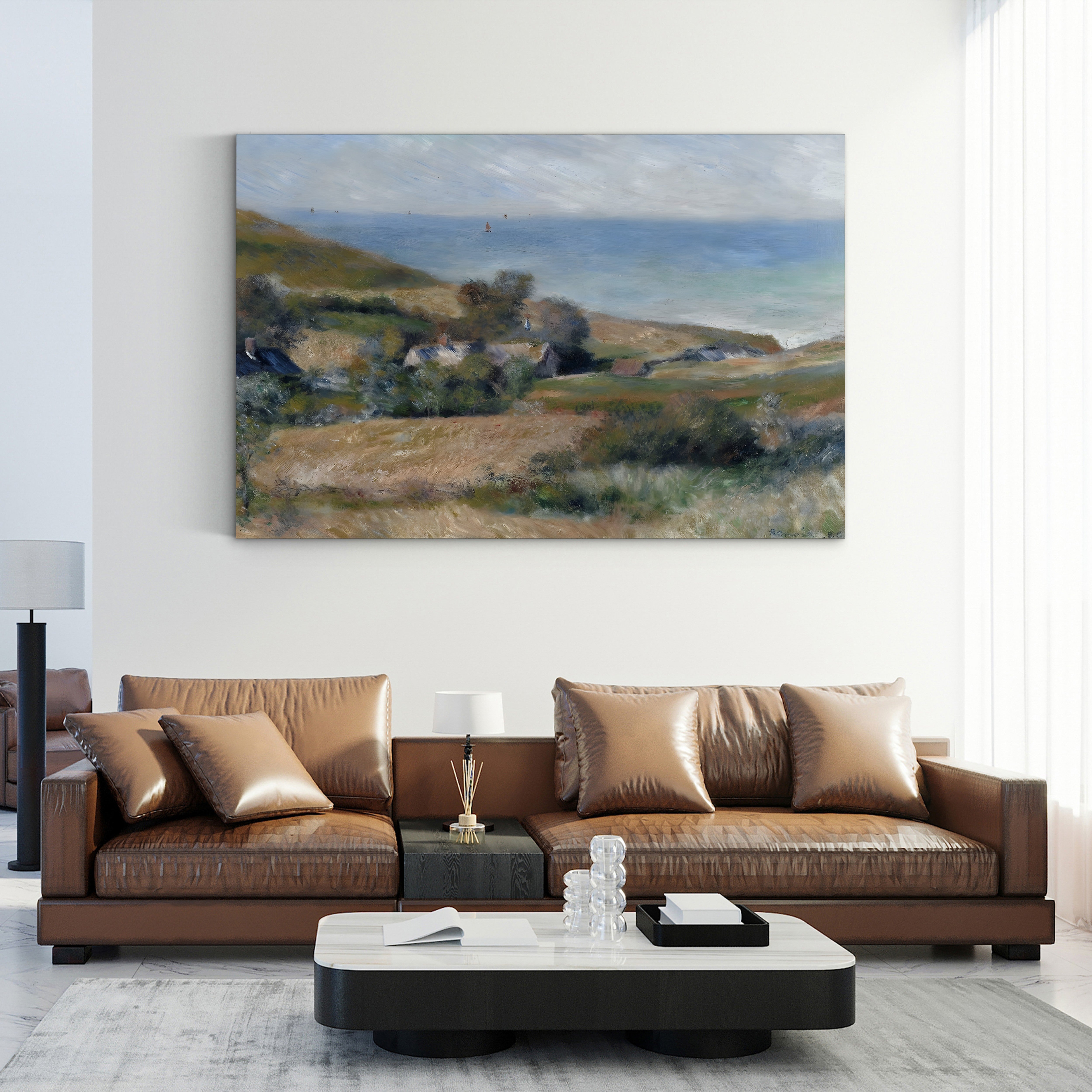 View of the Seacoast near Wargemont in Normandy – Pierre-Auguste Renoir Wall Art | Impressionist Seascape Canvas Print