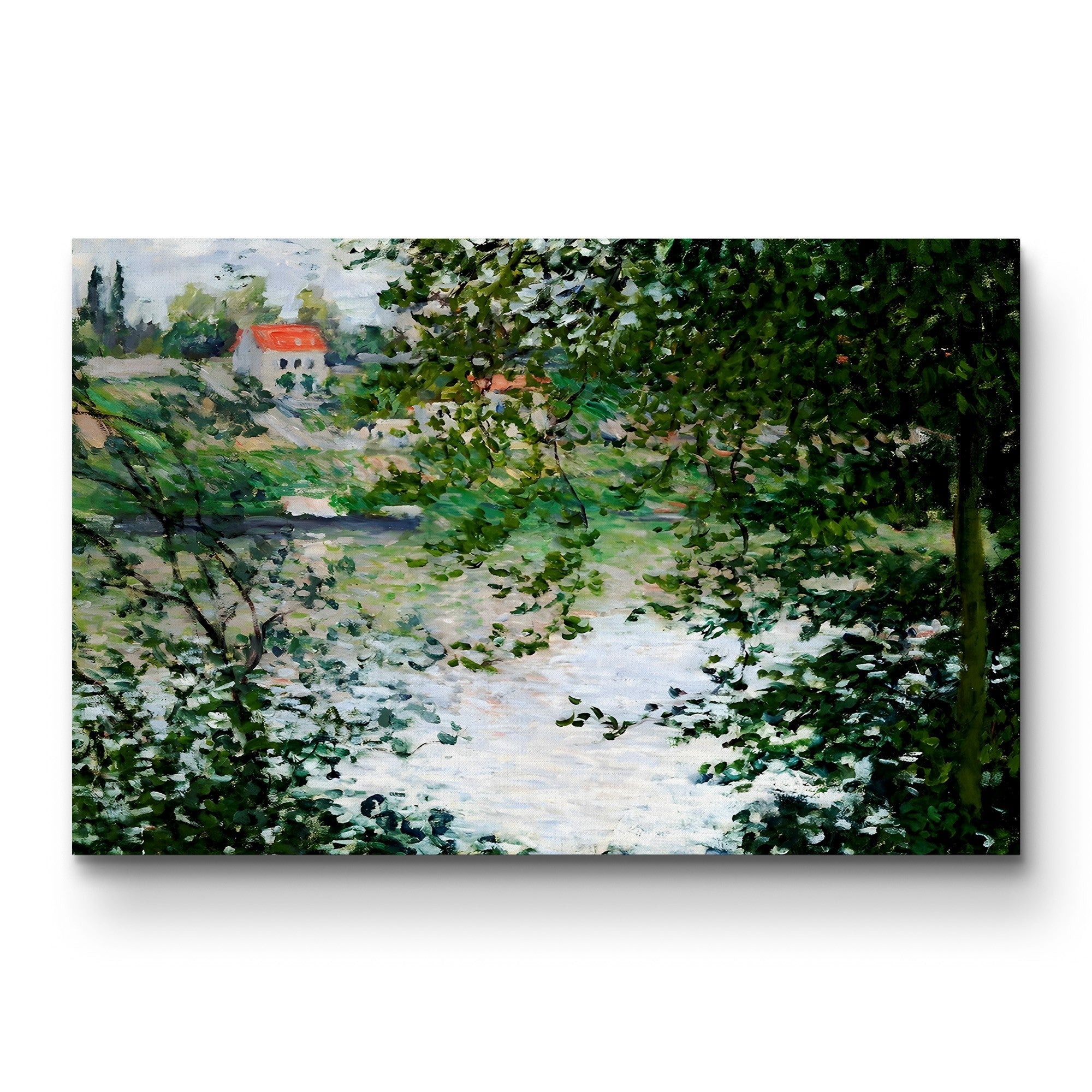 Île de La Grande Jatte Through the Trees, 1878 – Claude Monet Wall Art | Impressionist Seine Landscape Canvas Print