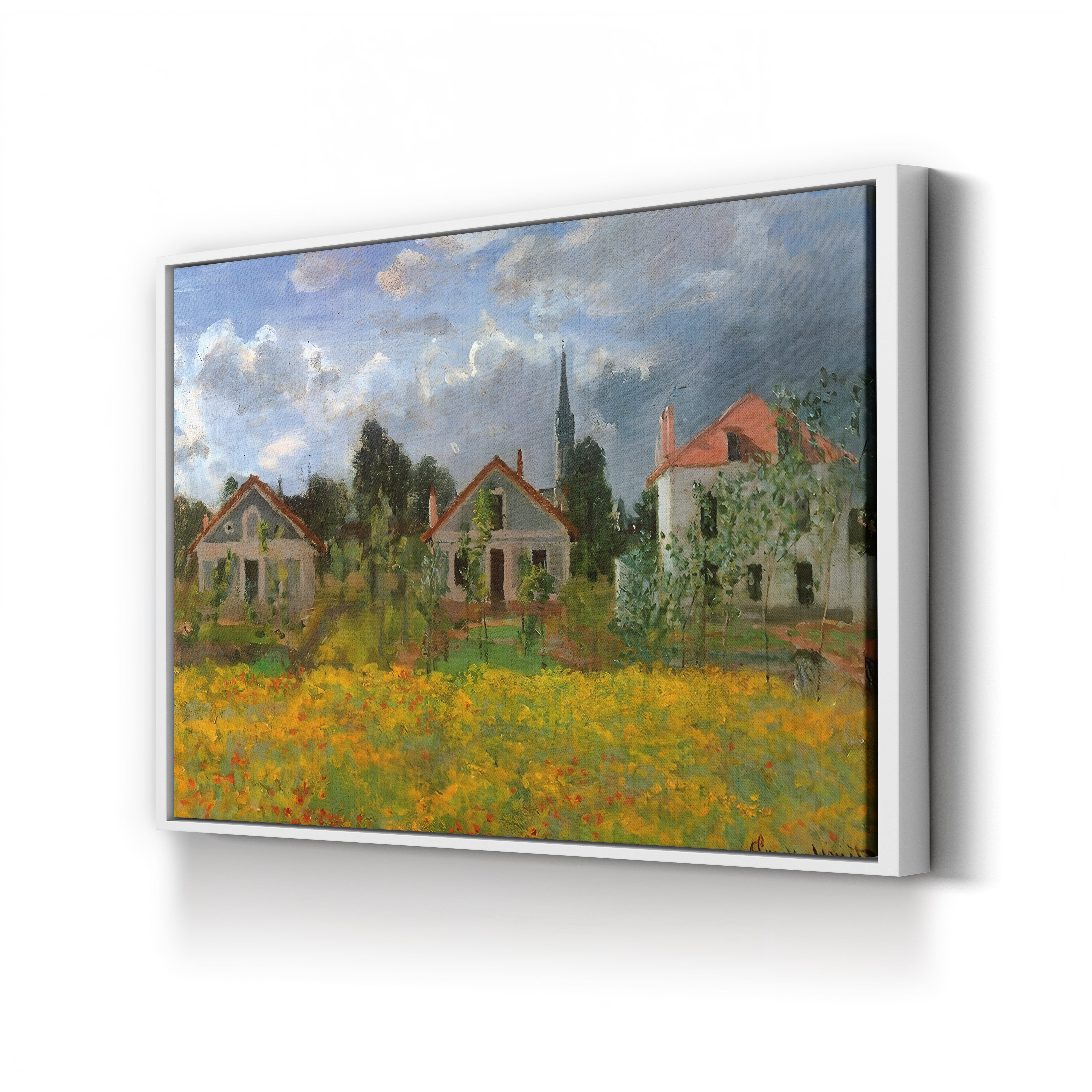 Houses in the Countryside – Claude Monet Wall Art | Impressionist Rural Landscape Canvas Print