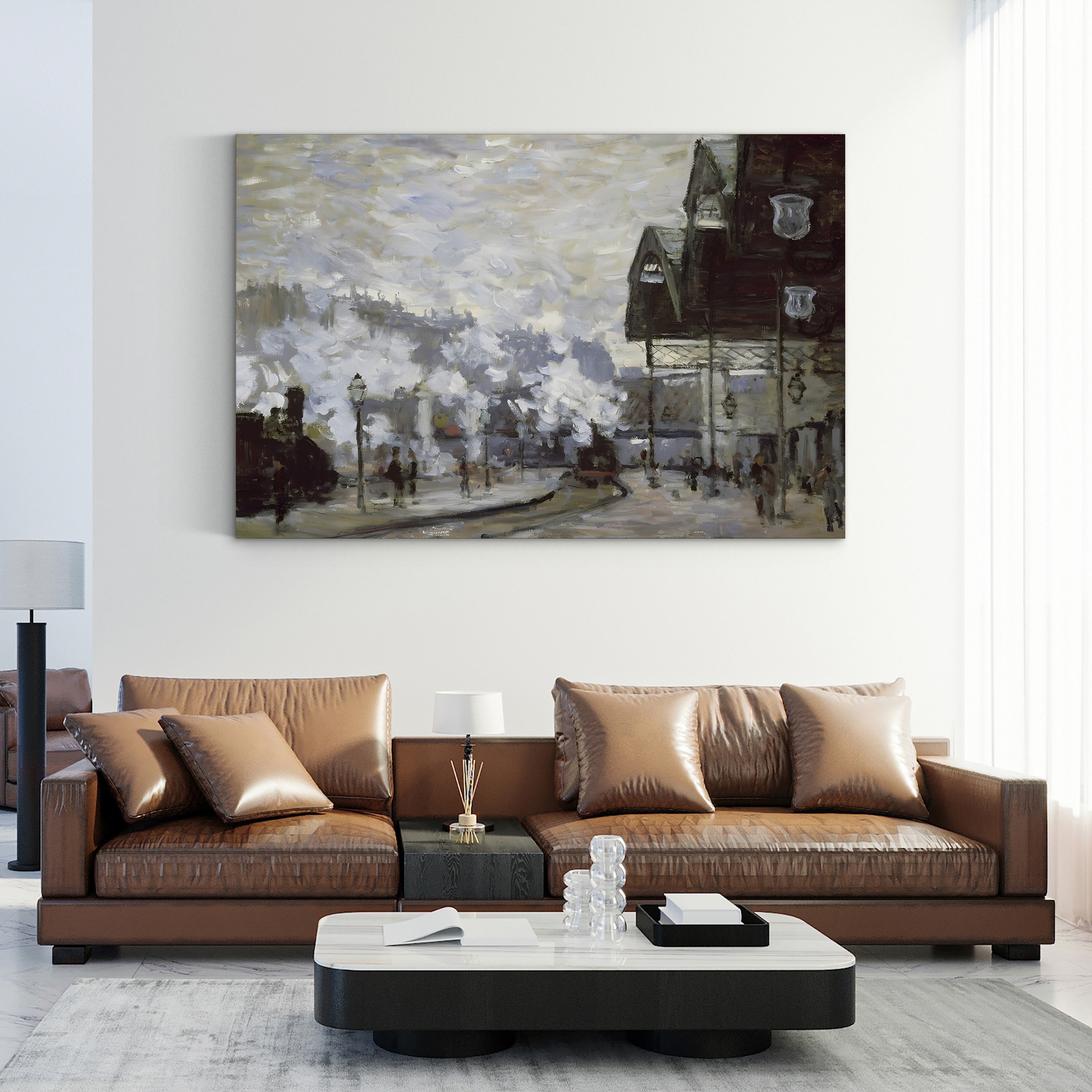 Gare Saint-Lazare, Paris, 1877 – Claude Monet Wall Art | Impressionist Steam and Light Canvas Print
