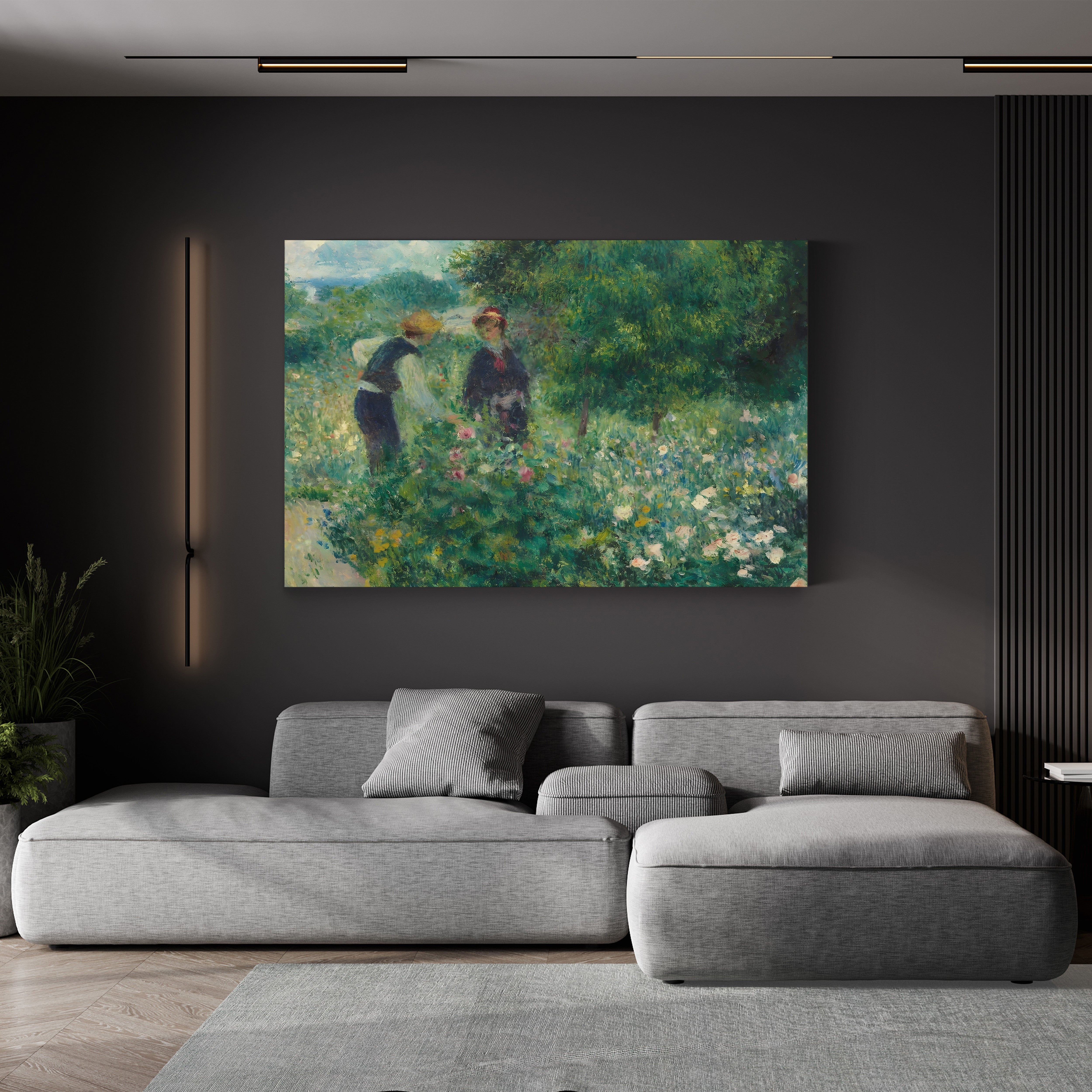 Picking Flowers, 1875 – Renoir Wall Art | Impressionist Pastoral Canvas