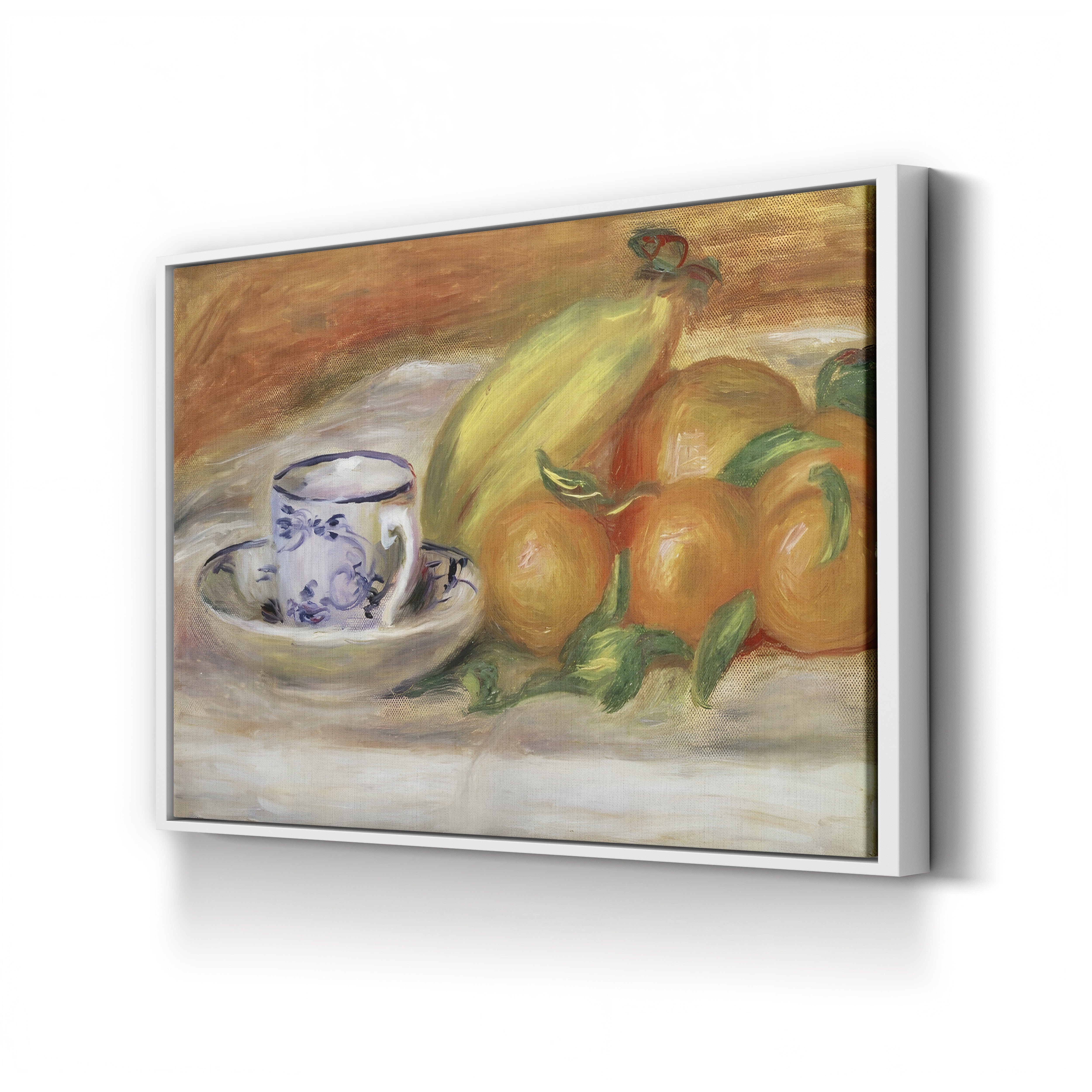 Fruit with Cup and Saucer, 1913 – Pierre-Auguste Renoir Wall Art | Late Impressionist Still Life Canvas Print