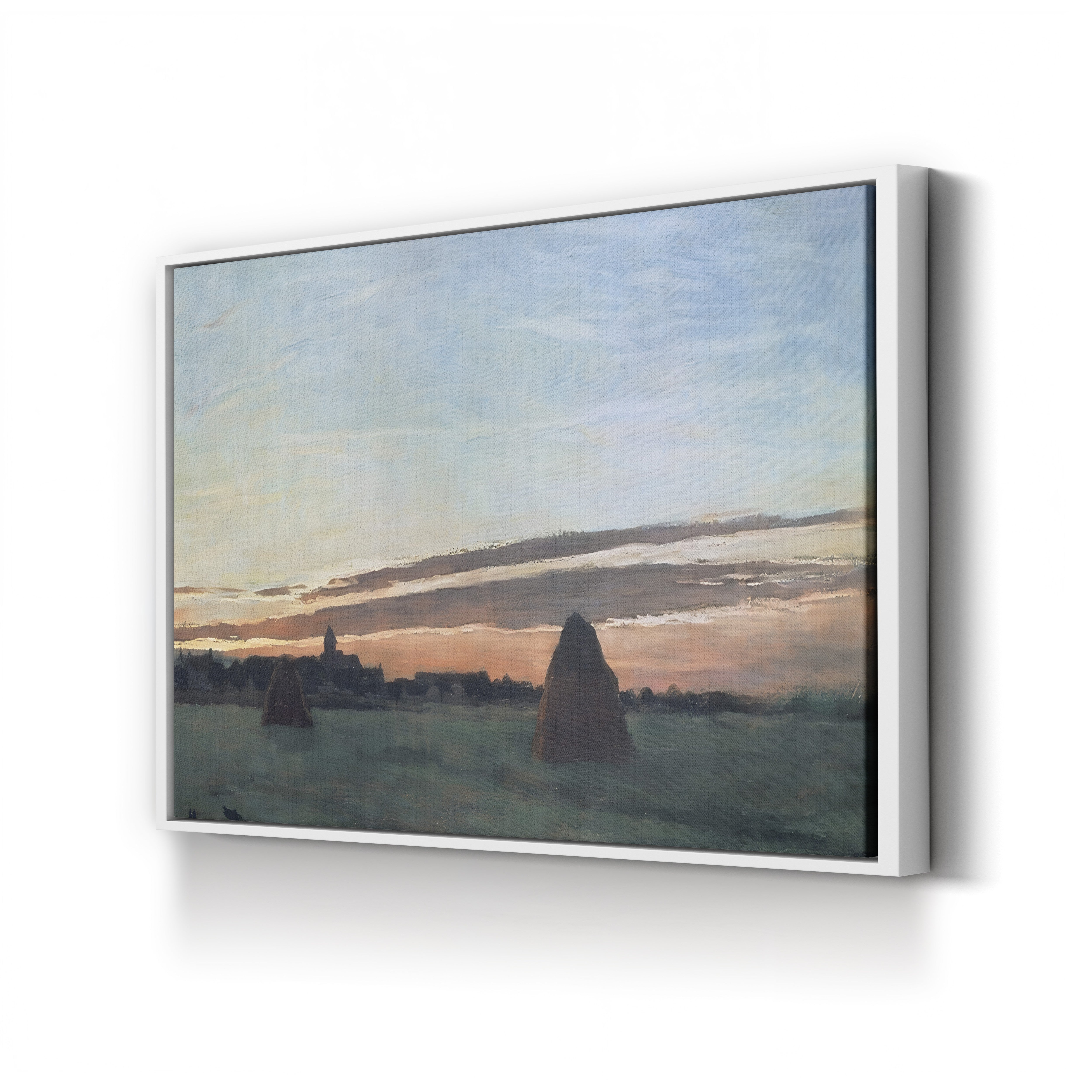Haystacks at Chailly, 1865 – Claude Monet Wall Art | Early Impressionist Landscape Canvas Print