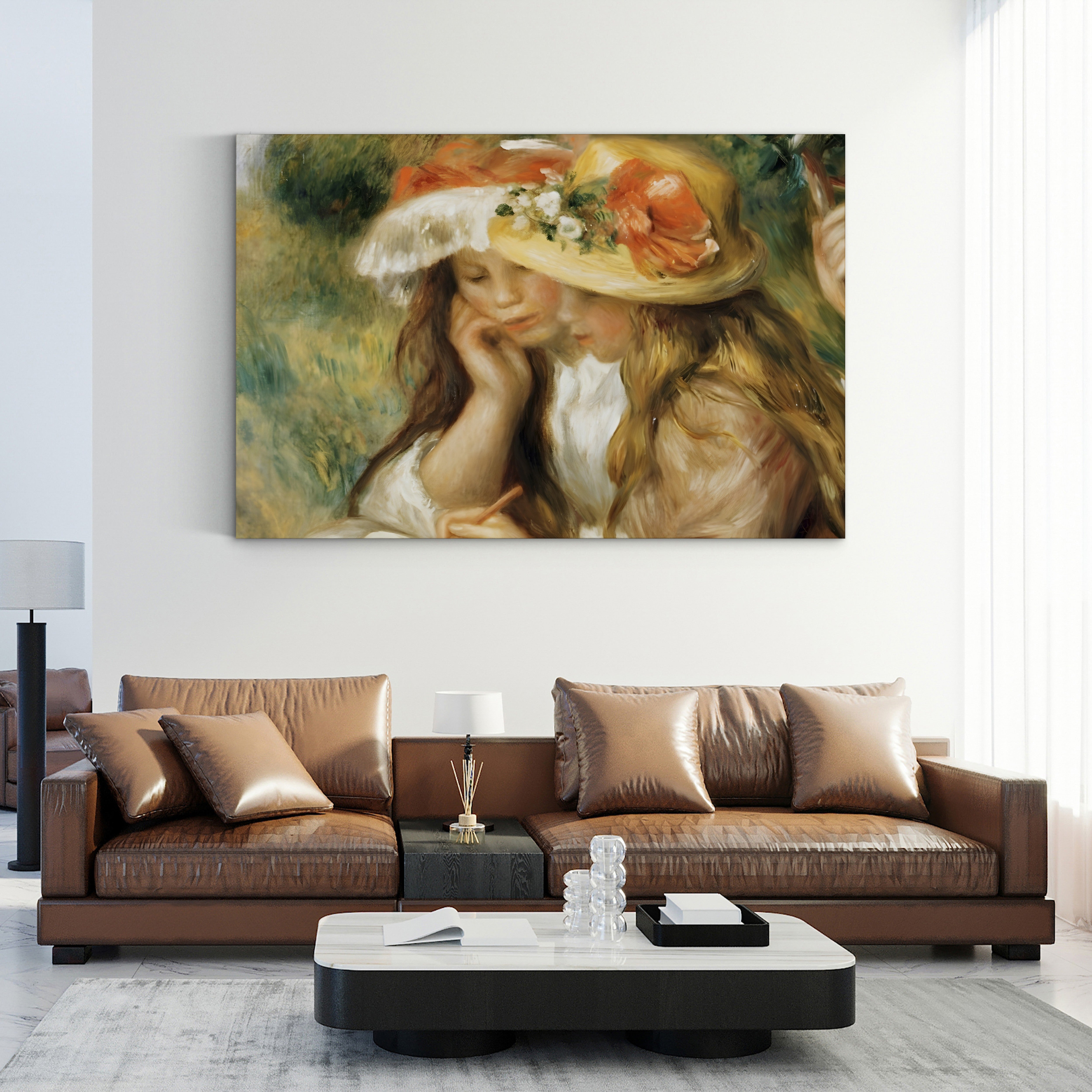 Two Girls Drawing – Pierre-Auguste Renoir Wall Art | Impressionist Figural Canvas Print