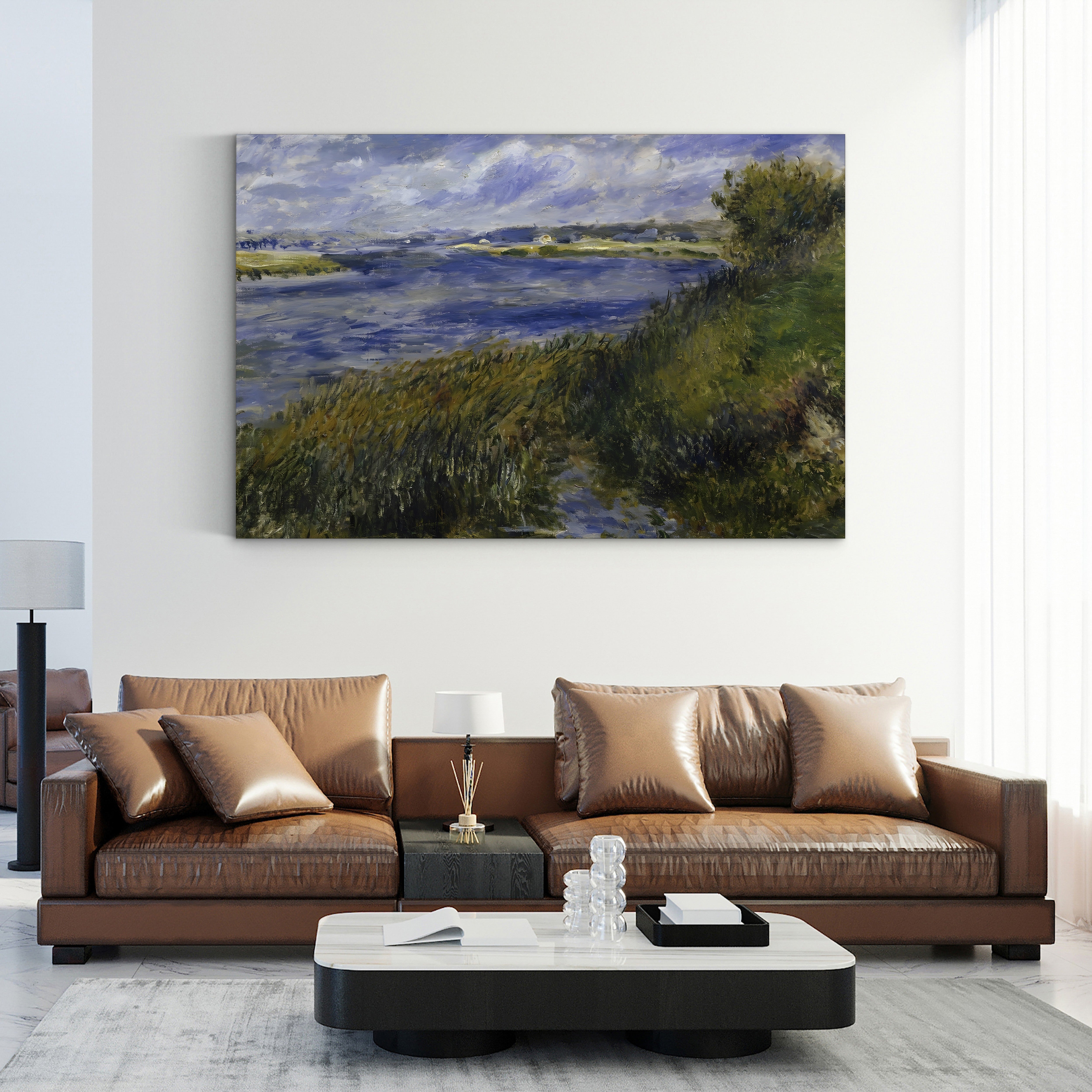 The Banks of the Seine, Champrosay – Pierre-Auguste Renoir Wall Art | Impressionist River Canvas Print