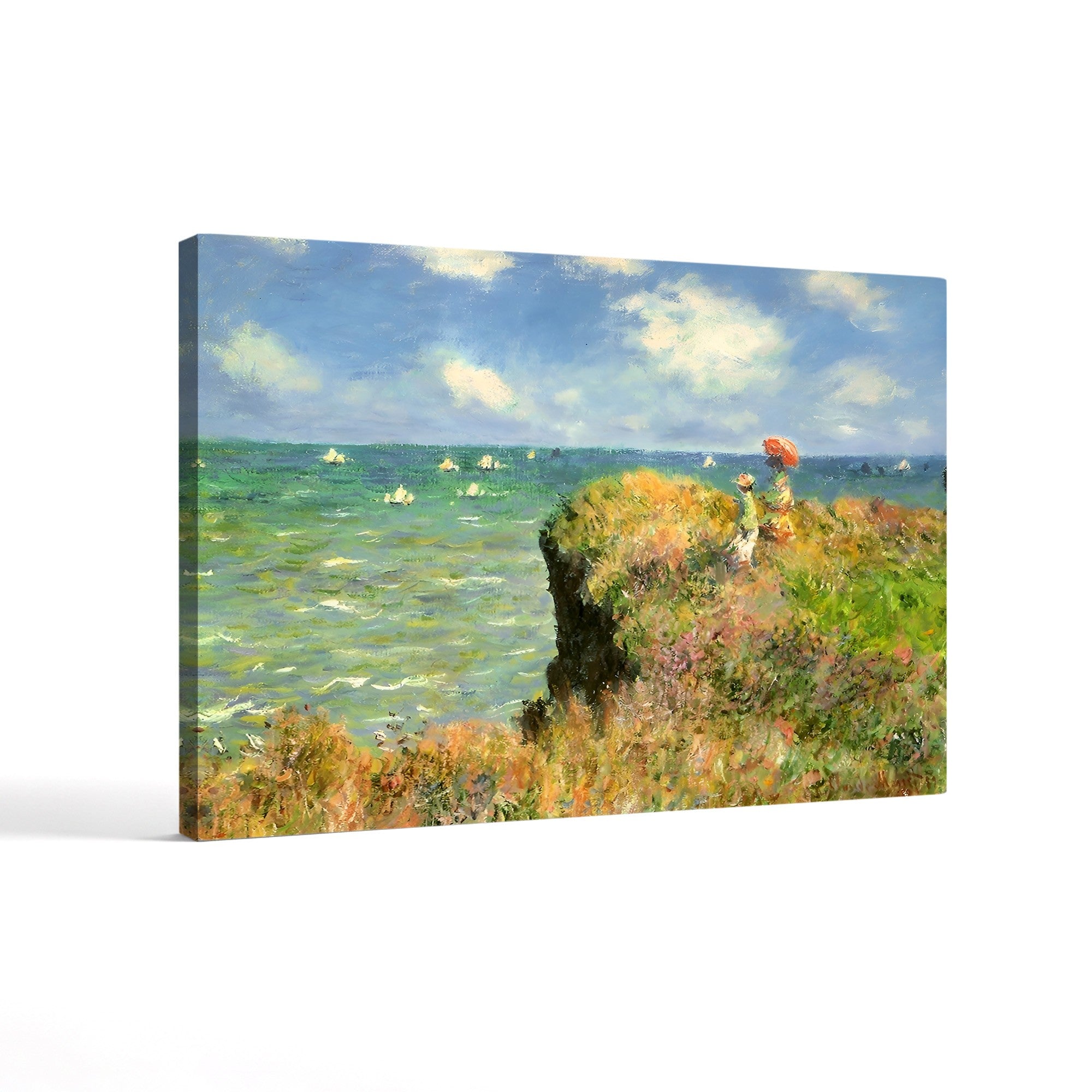 Cliff Walk at Pourville – Claude Monet Wall Art | Iconic Impressionist Coastal Figures Canvas Print