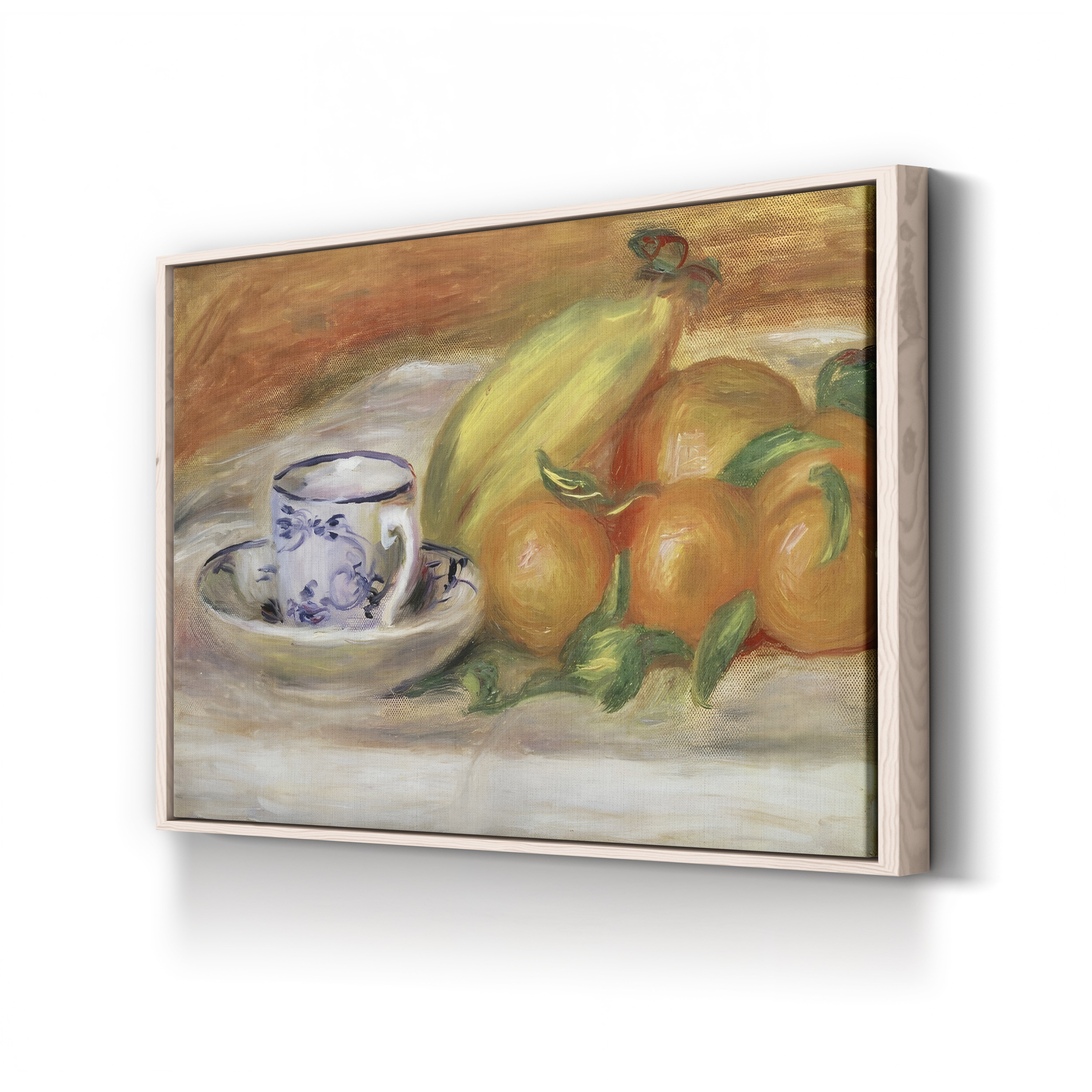 Fruit with Cup and Saucer, 1913 – Pierre-Auguste Renoir Wall Art | Late Impressionist Still Life Canvas Print