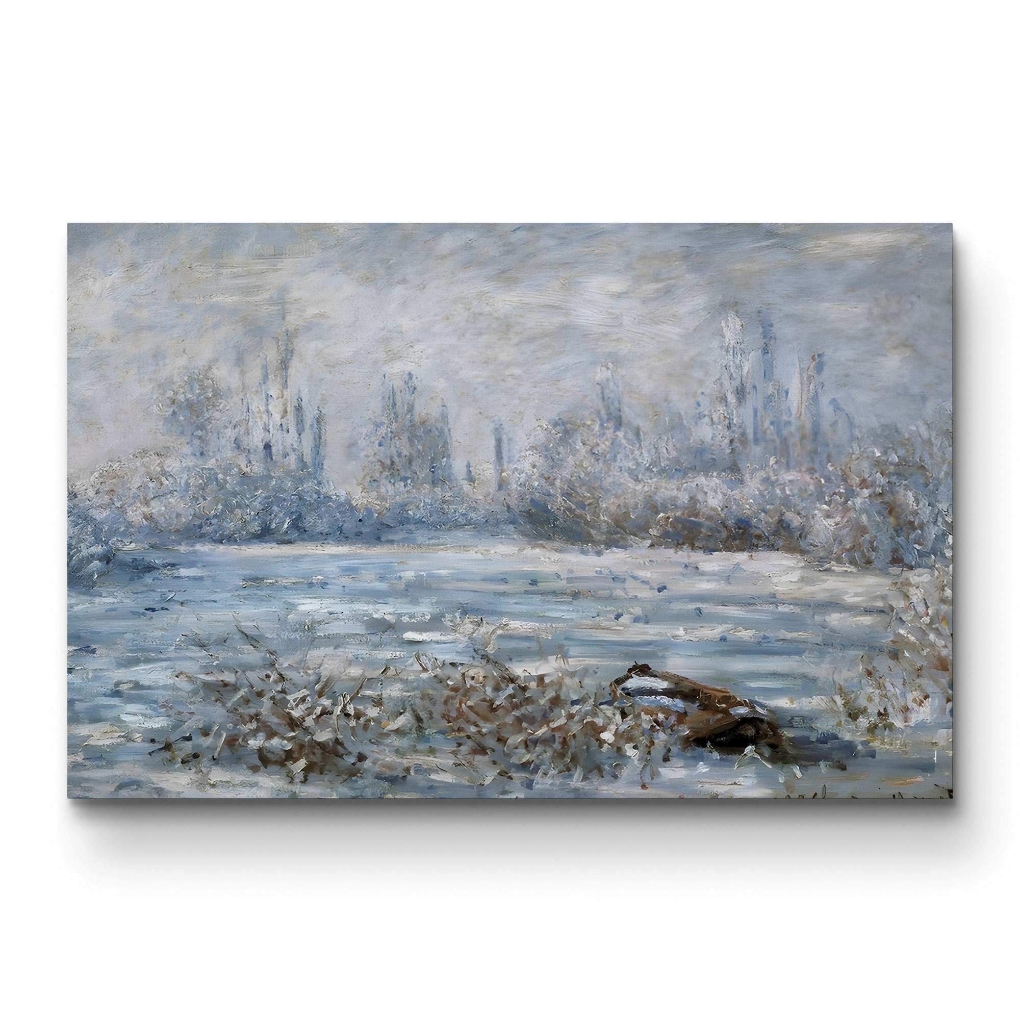 Frost near Vétheuil – Claude Monet Wall Art | Impressionist Winter Landscape Canvas Print
