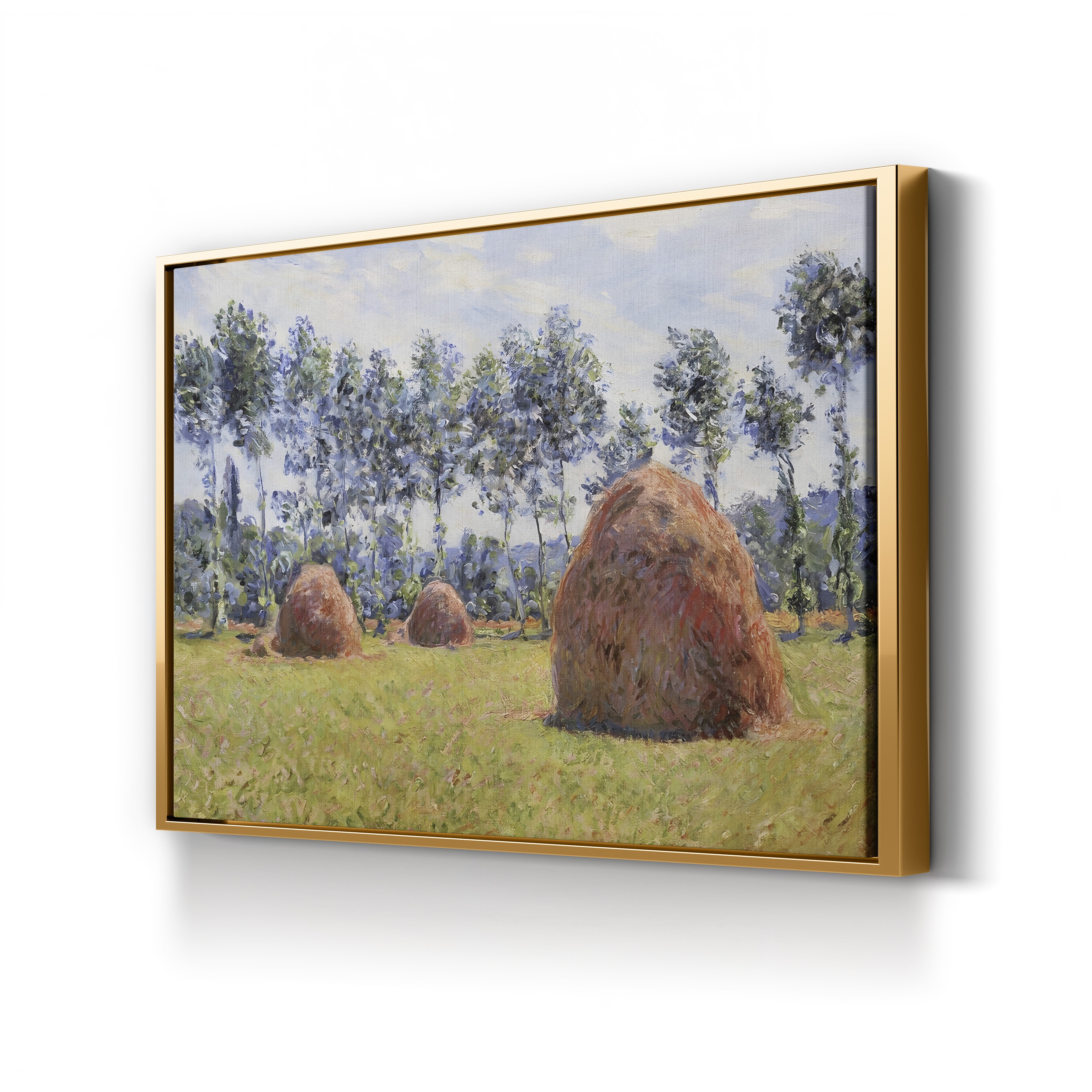 Haystacks at Giverny, 1884 – Claude Monet Wall Art | Impressionist Rural Landscape Canvas Print