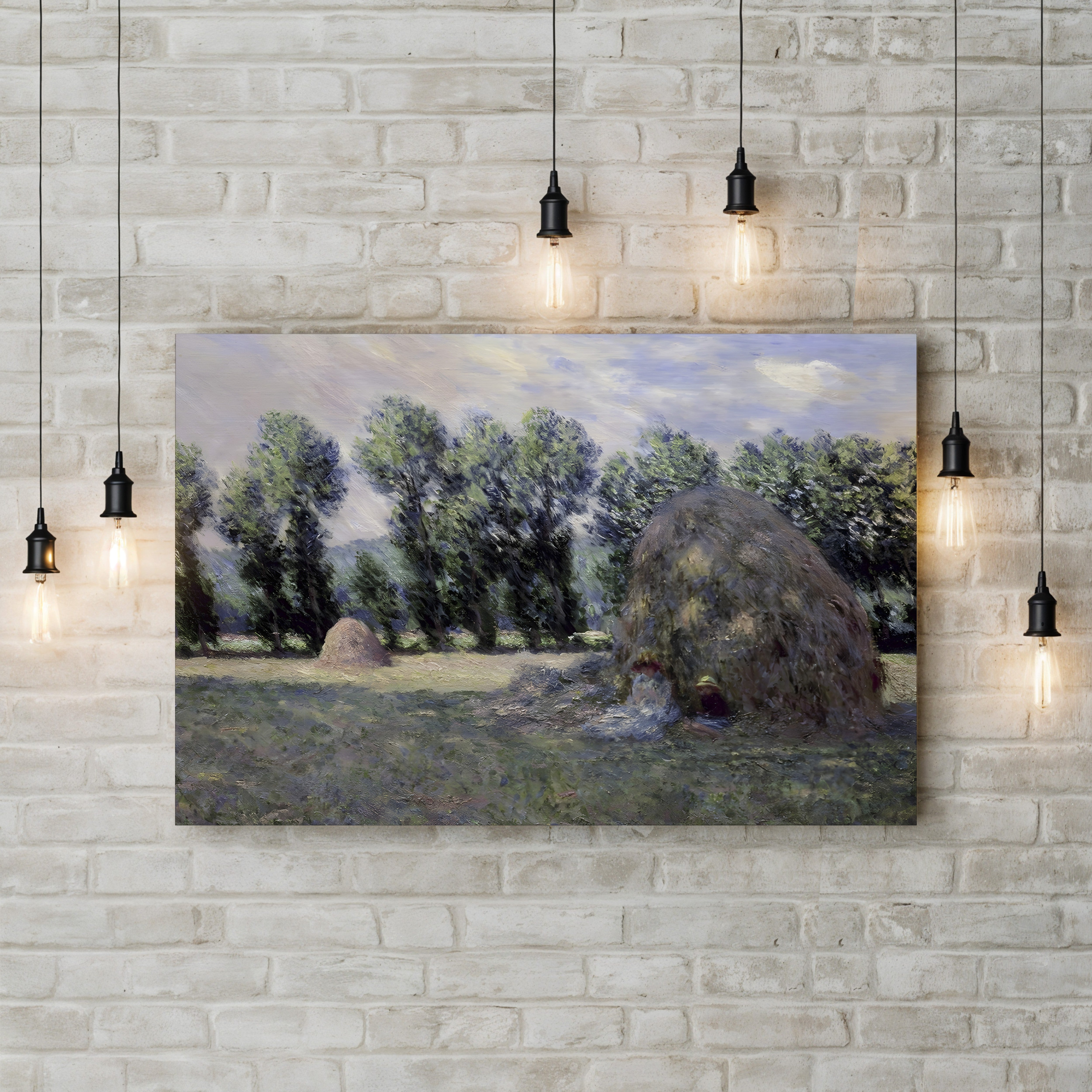 Haystacks, 1885 – Claude Monet Wall Art | Impressionist Rural Landscape Canvas Print