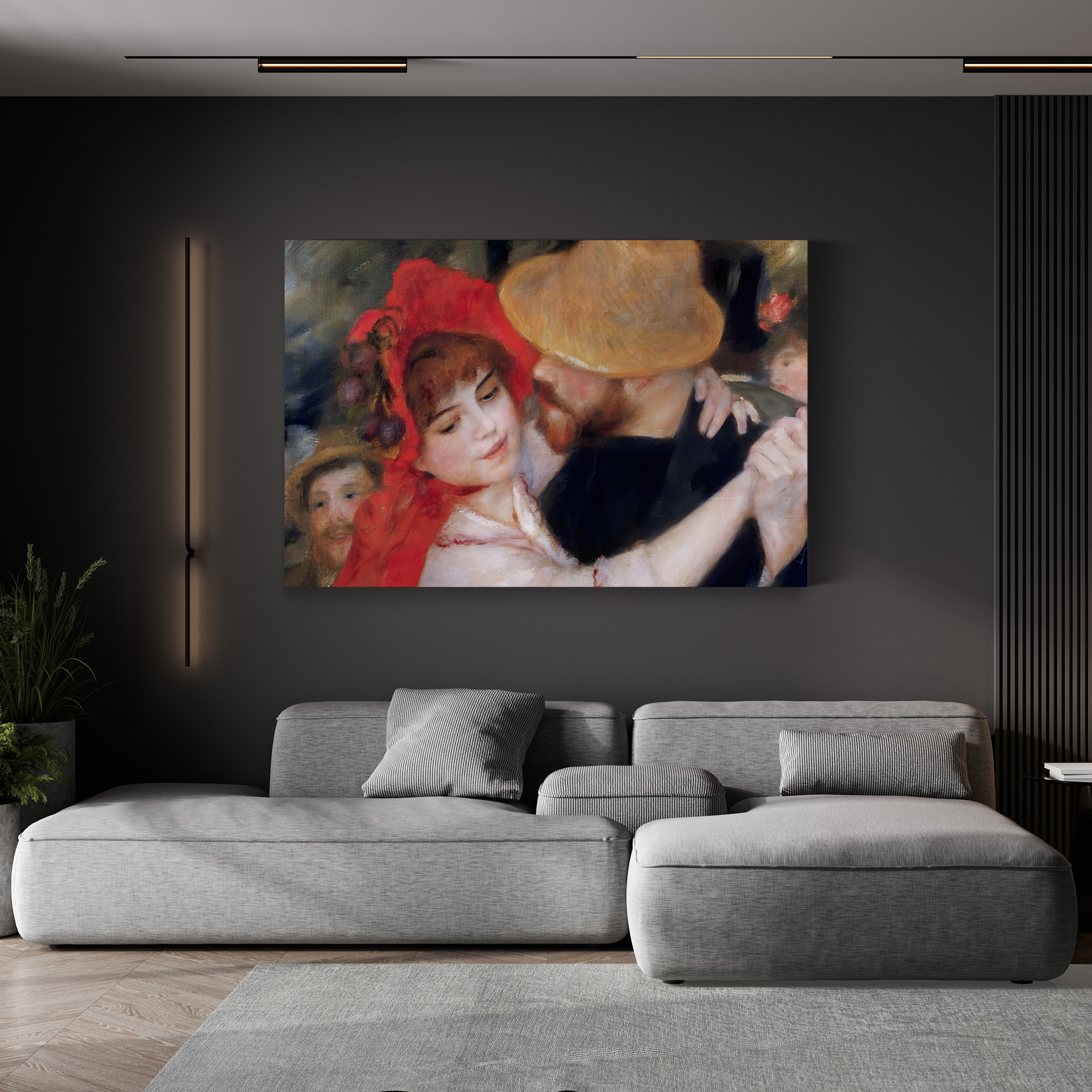 Detail of Dancing Couple from Le Bal à Bougival – Pierre-Auguste Renoir Wall Art | Impressionist Dance Canvas Print