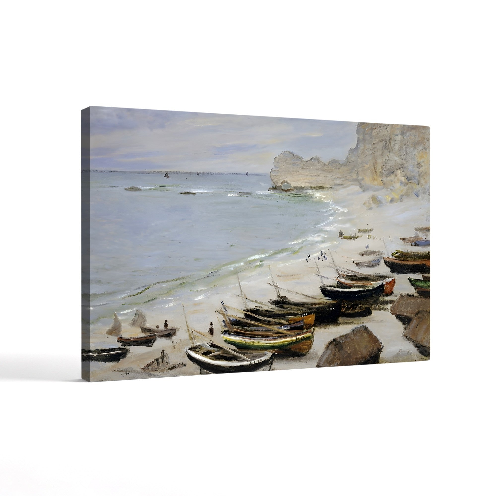 Boats on the Beach at Étretat, 1883 – Claude Monet Wall Art | Impressionist Normandy Coastal Canvas Print